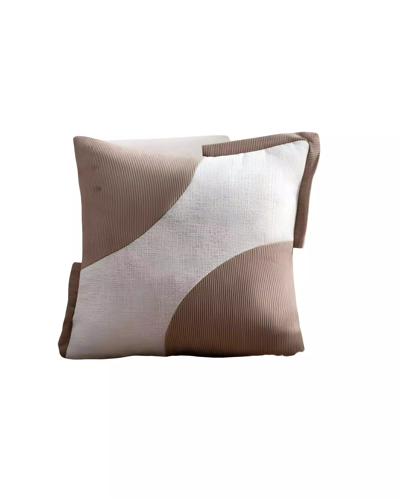SET DE 4 FUNDAS DE COJINES DISEÑO TELA PANA EMPALMADO 45CM X 45 CM CAFÉ-1