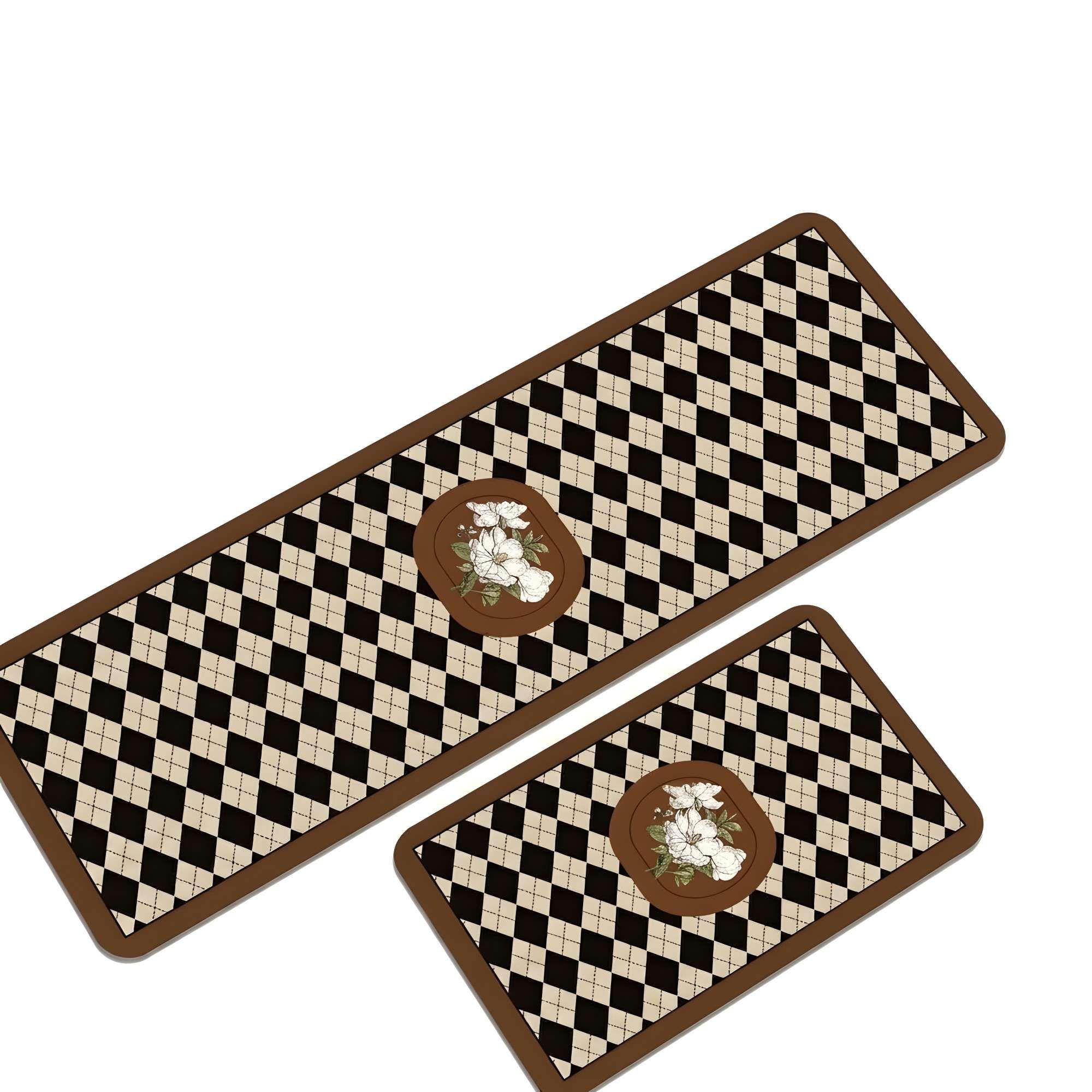 DUO DE  ALFOMBRAS DE GOMA MINIMALISTAS PARA COCINA B4-3