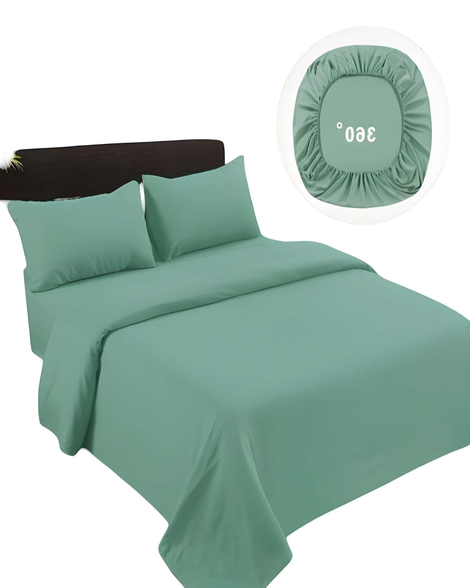 JUEGO DE SABANAS DE 500 HILOS KING COLOR VERDE CLARO-1