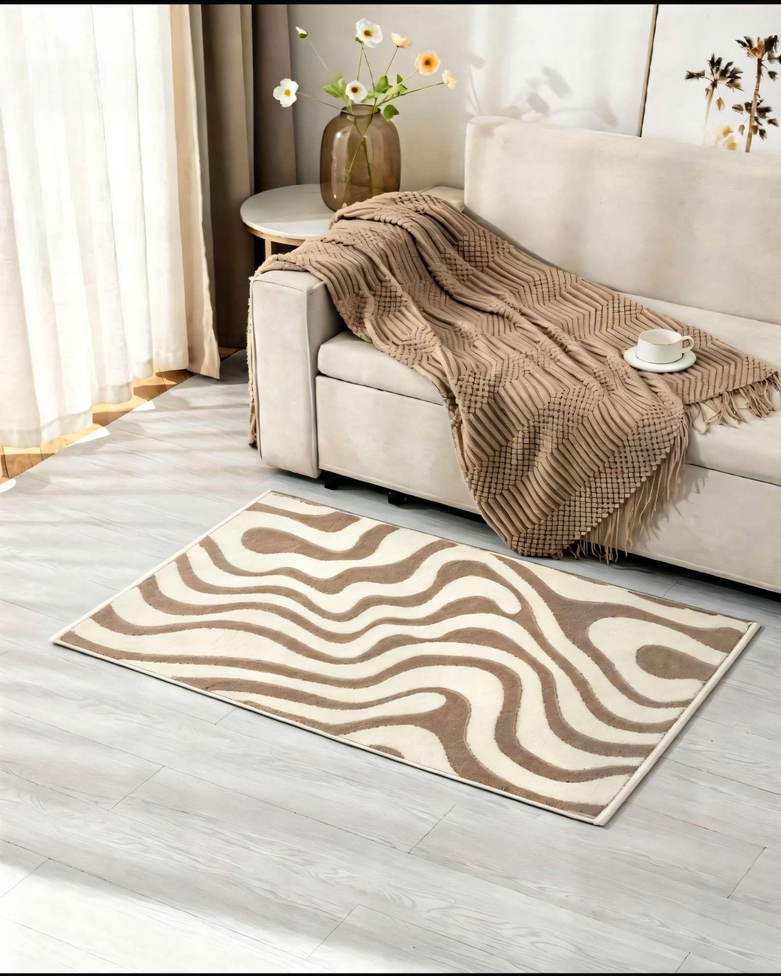 SET DE 2 ALFOMBRAS  DECORATIVA DE CEBRA 80CMX120CM BICOLOR 2-2