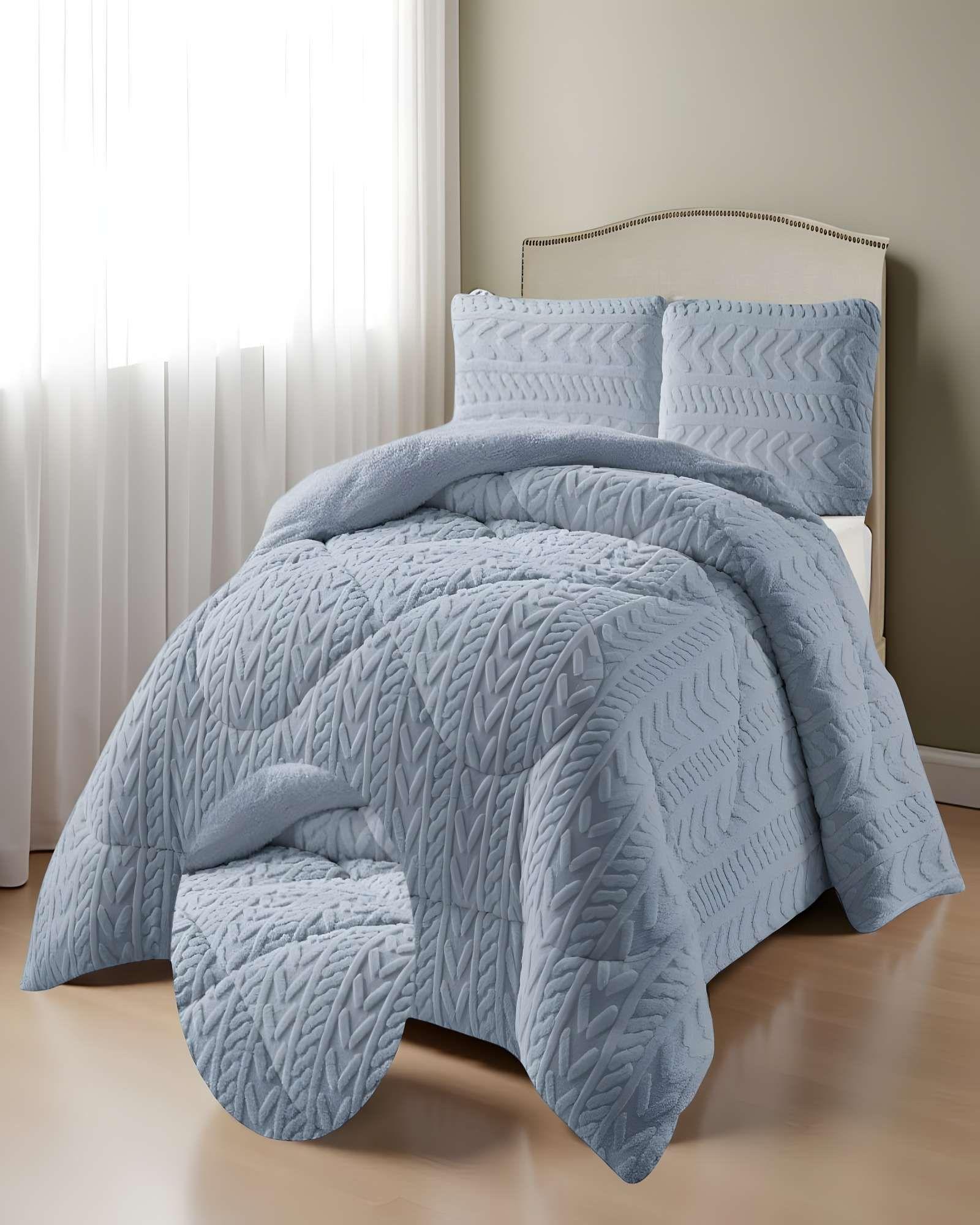 COBERTOR TEXTURIZADA DE INVIERNO DISEÑO 01 KING CELESTE-2