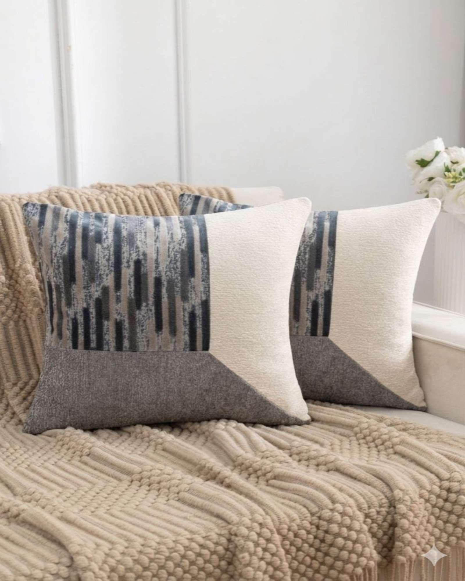 PACK DE 2 FUNDAS DE COJIN CHENILLE DE EMPALME MULTICOLOR 4-2