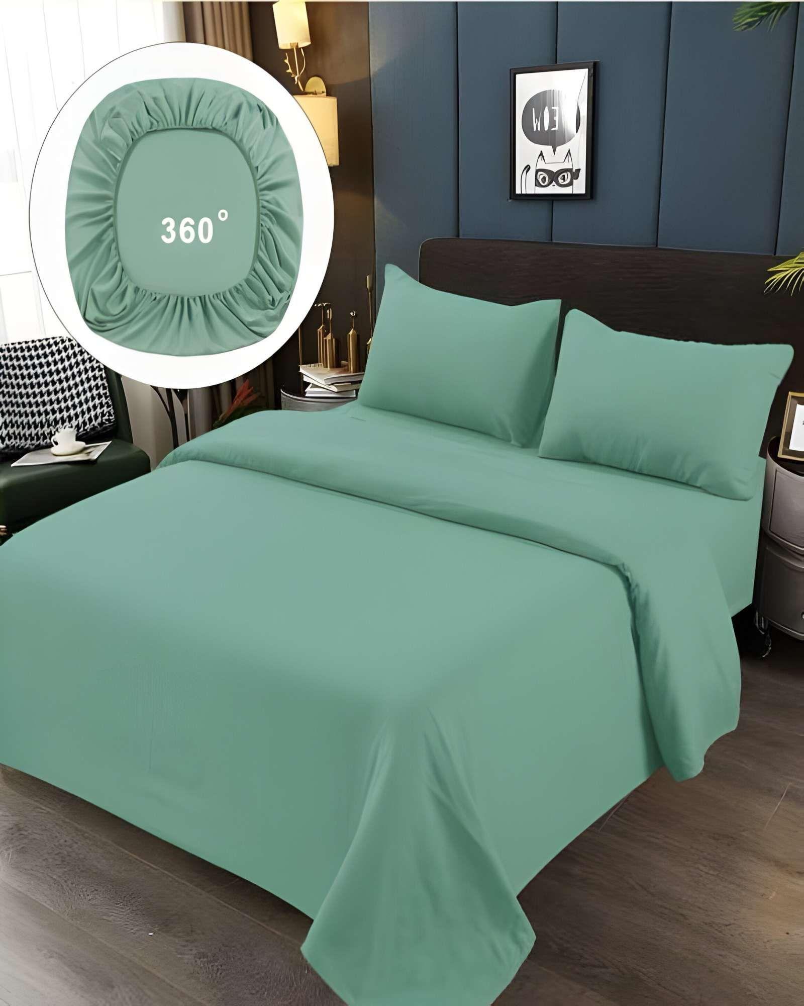 JUEGO DE SABANAS DE 500 HILOS 1 PLAZA COLOR VERDE CLARO-2