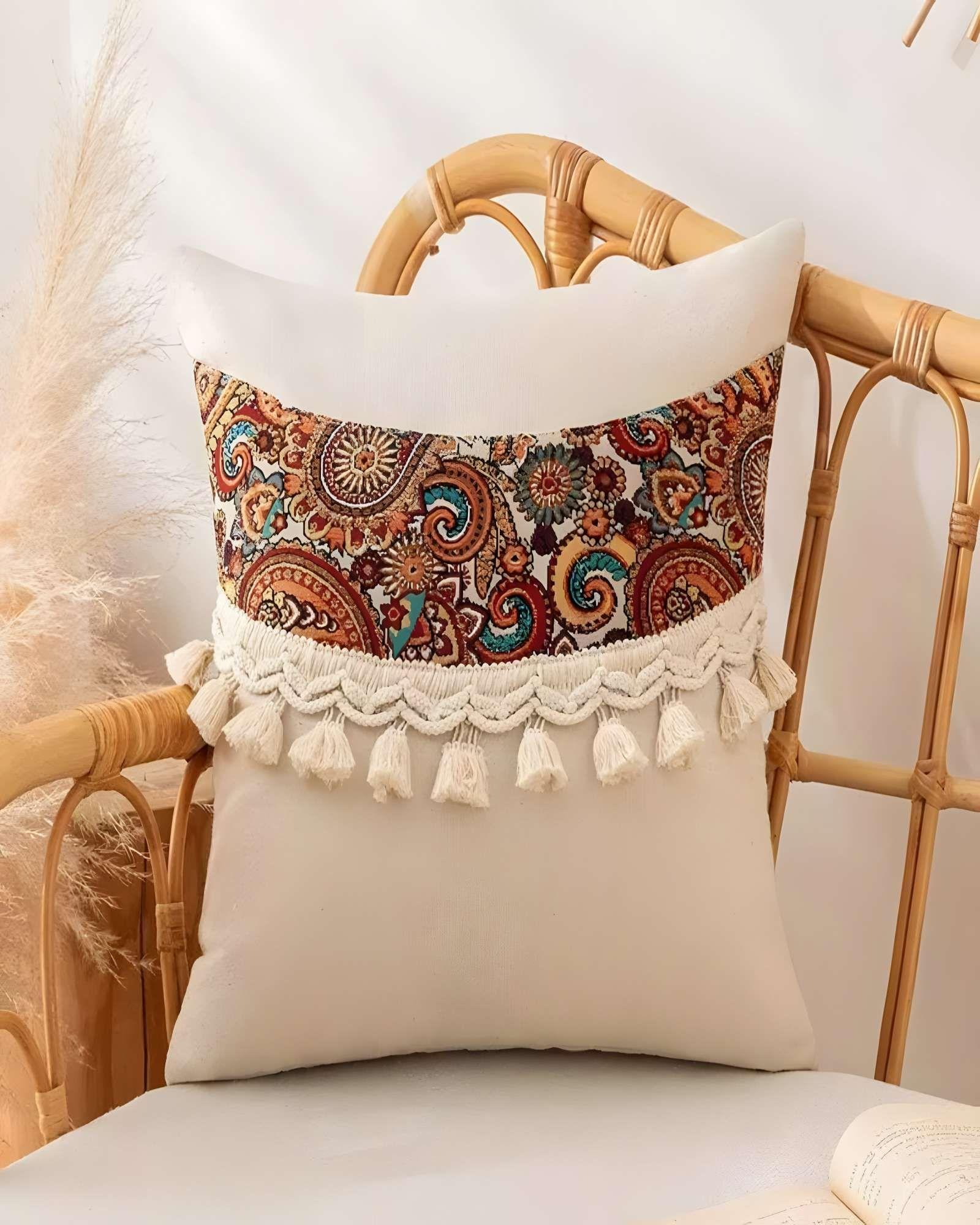 PACK DE 2 FUNDAS DE COJIN LINO MANDALA 45X45 BEIGE 04-3