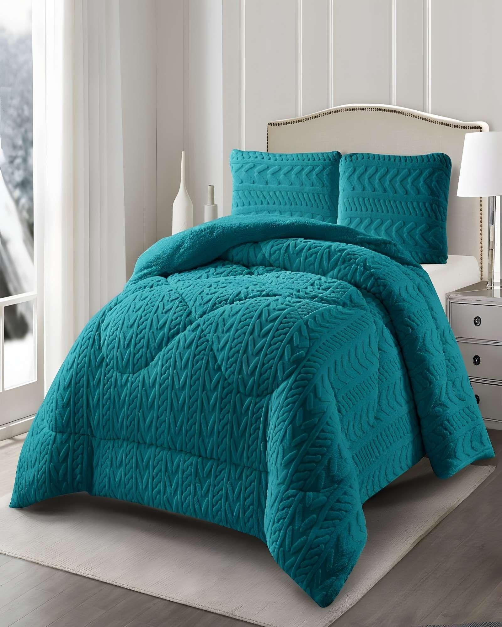 COBERTOR TEXTURIZADA DE INVIERNO DISEÑO 01 KING TURQUESA-3