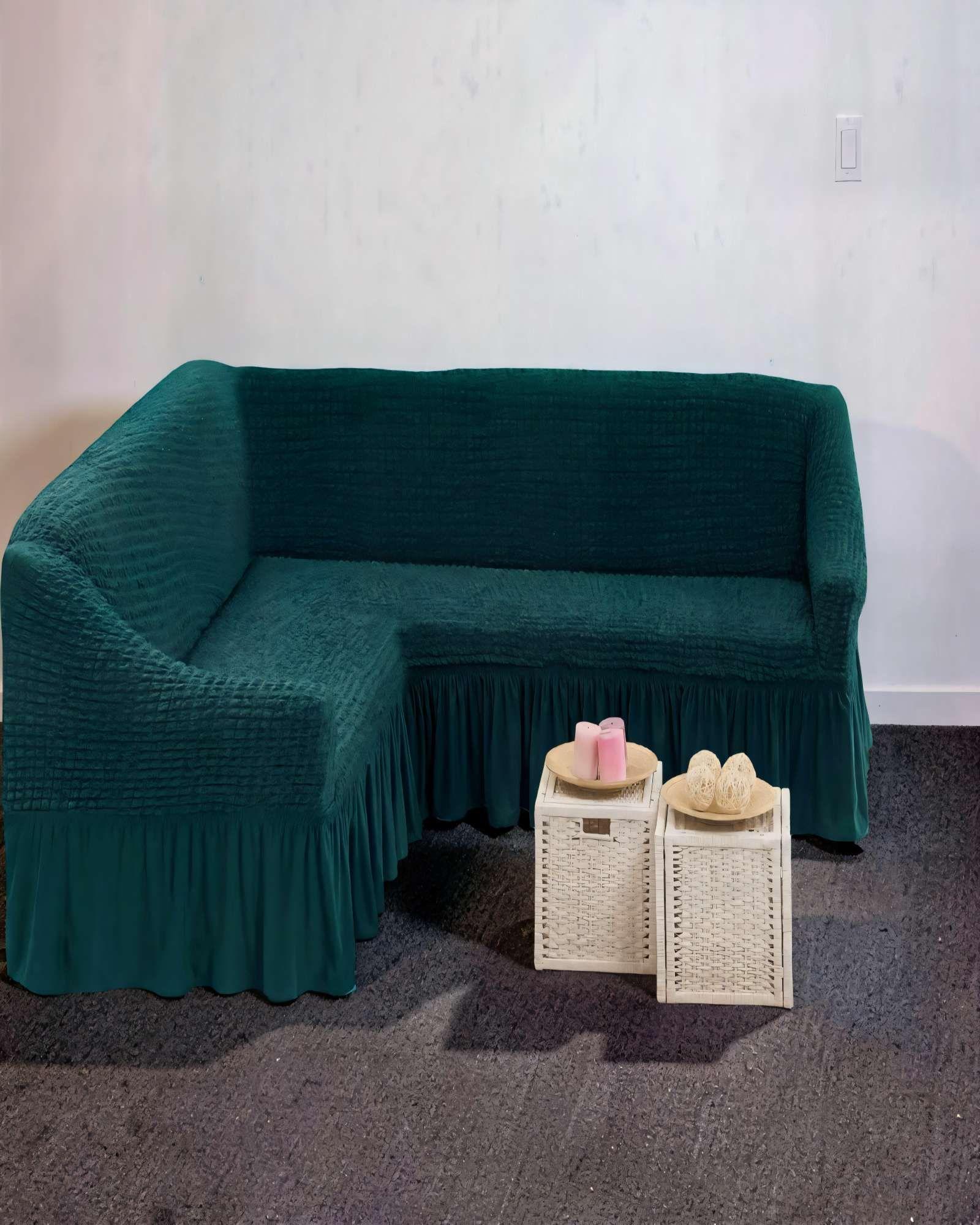 FUNDA CUBRE SOFÁ TURCO EN FORMA DE L COLOR VERDE-2