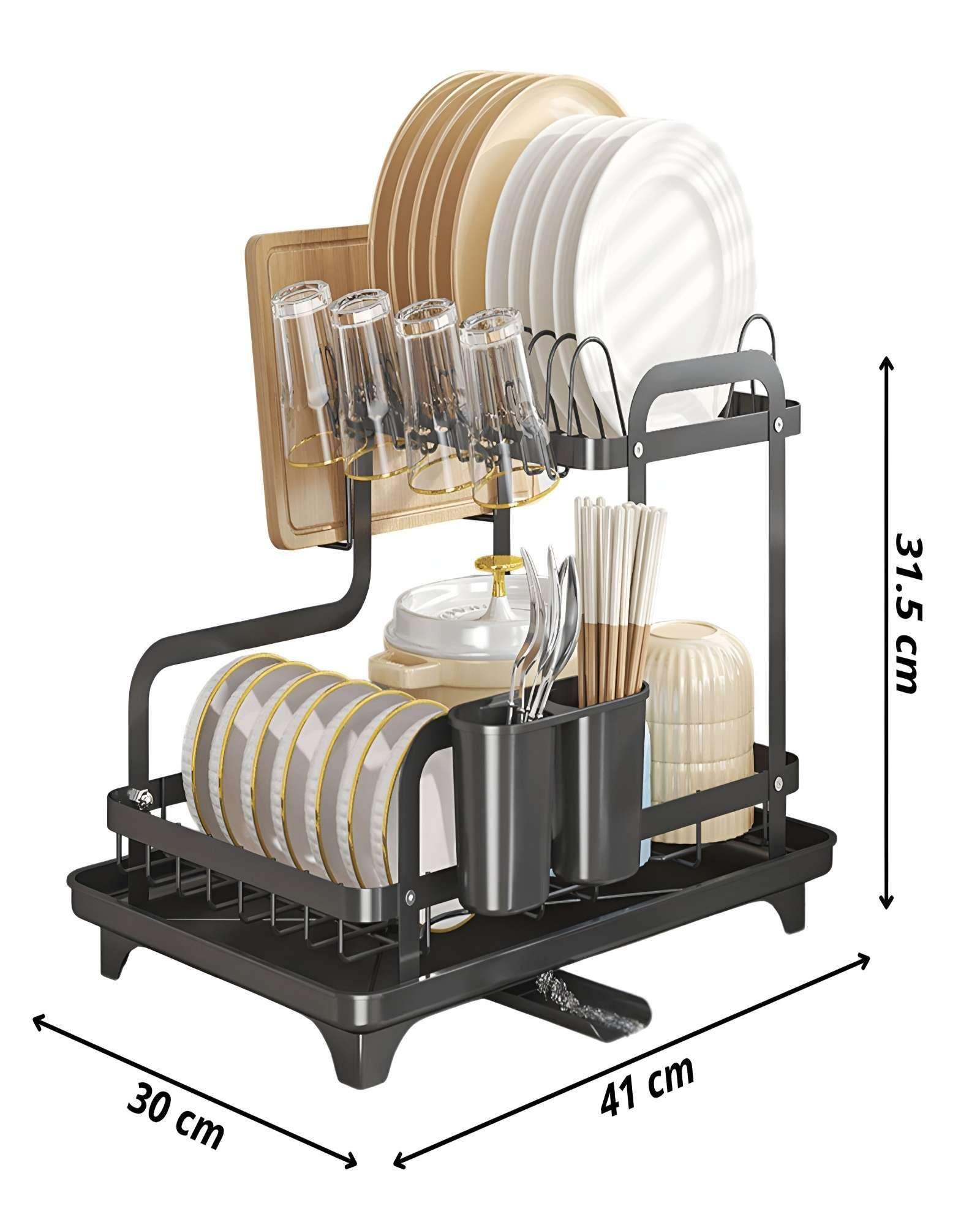 Organización Superior: Escurridor de Vajilla de Acero Inoxidable de Doble Nivel-3