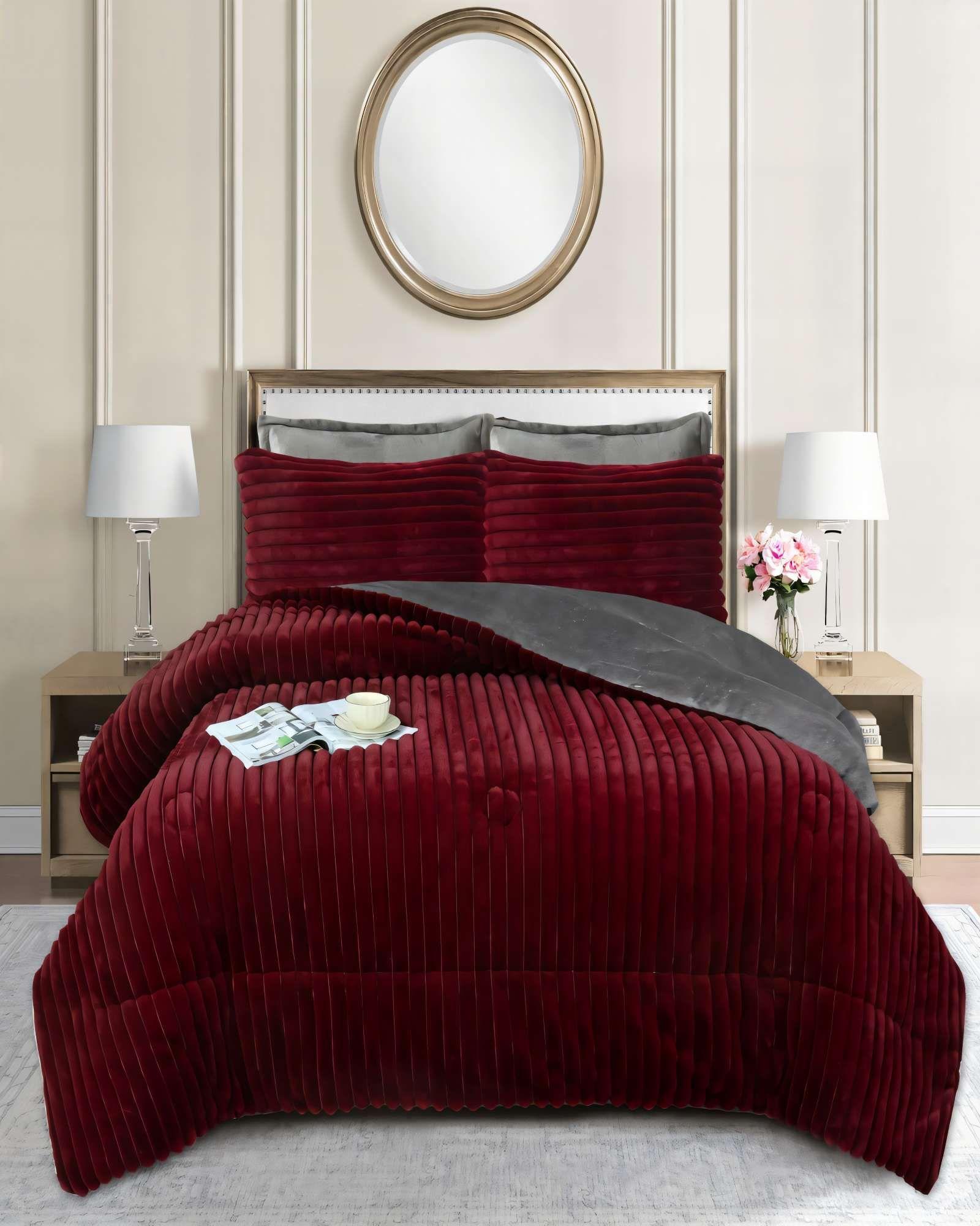 COBERTOR DE LINEARES CON CHIPORRO 2 PLAZA COLOR BURDEO-2