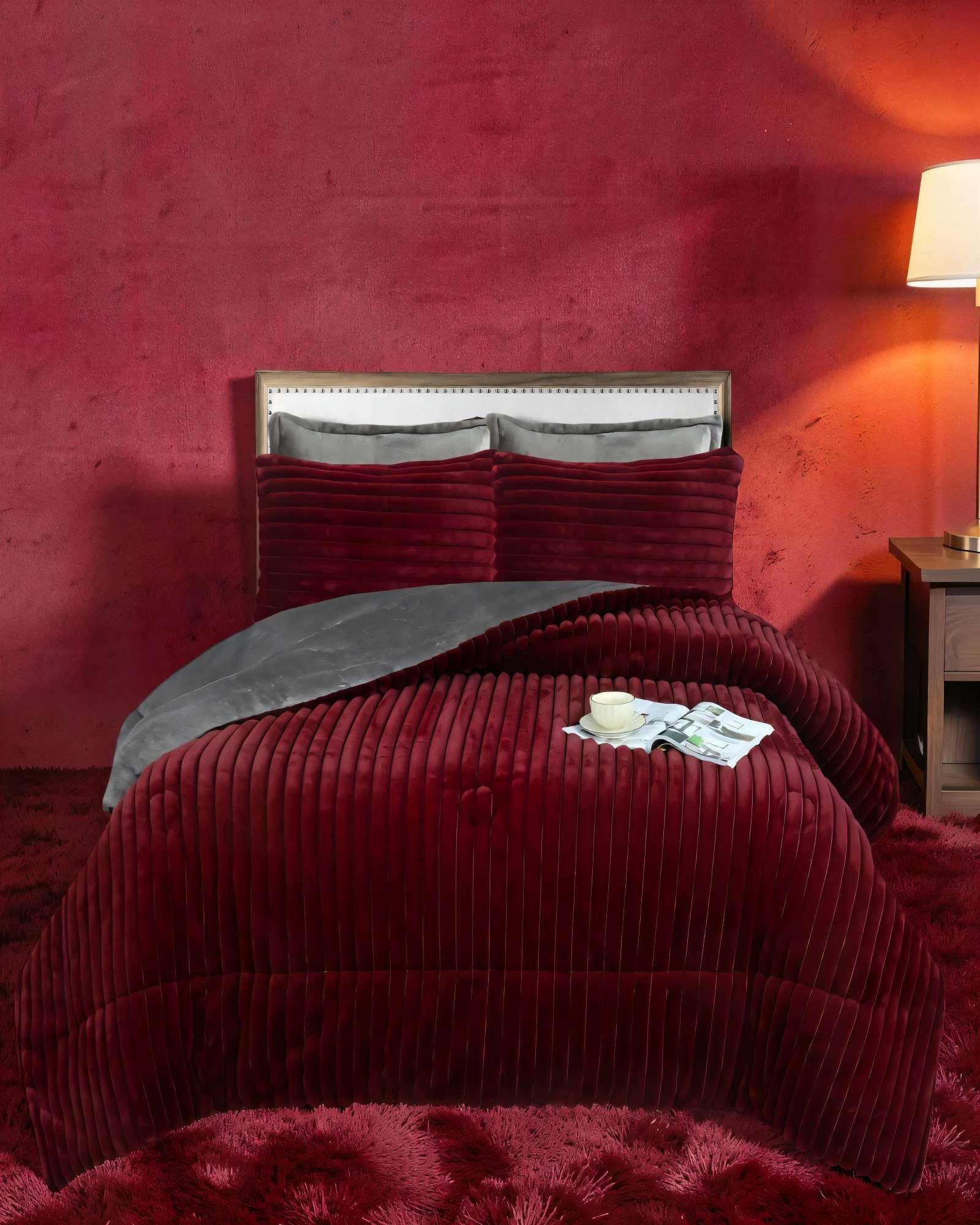 COBERTOR DE LINEARES CON CHIPORRO 2 PLAZA COLOR BURDEO-3