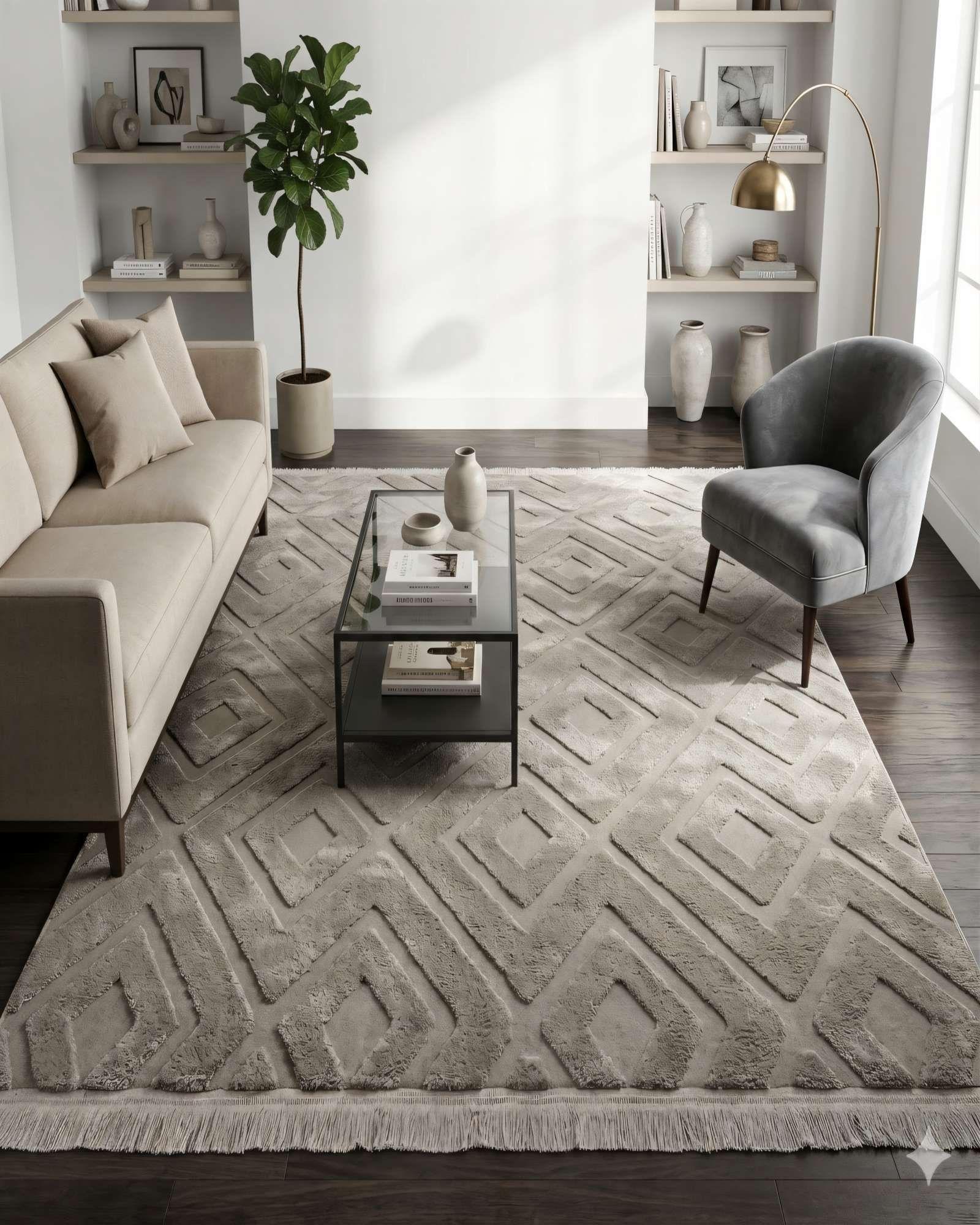 ALFOMBRA 180 X 200 JACQUARD DECORATIVA COLOR GRIS 3-3