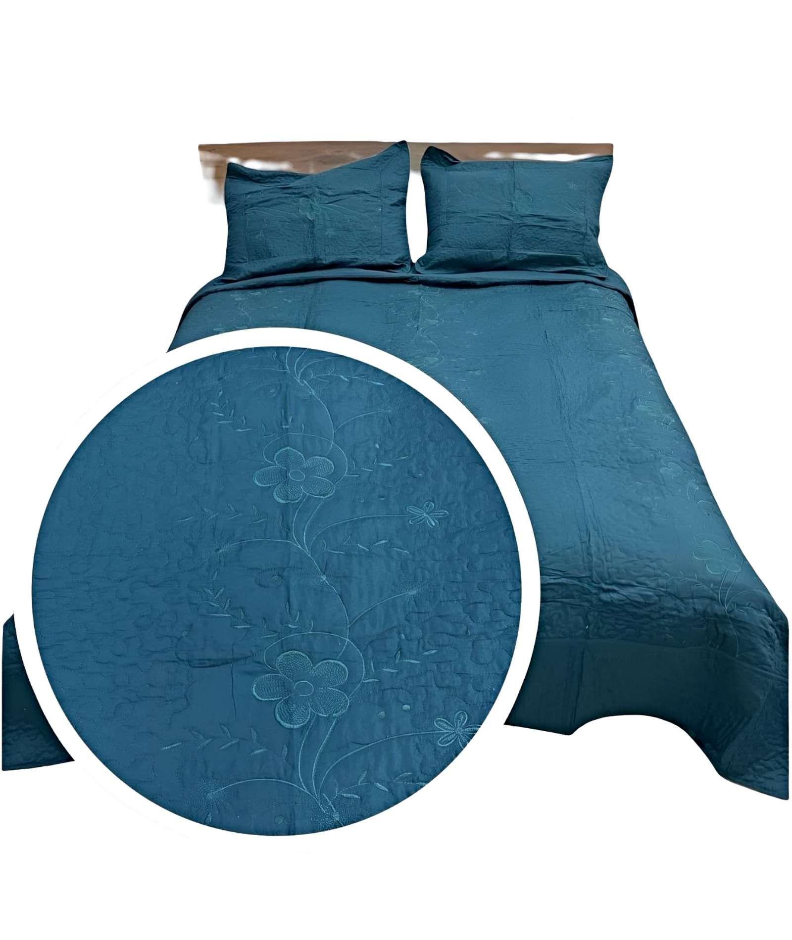 CUBRECAMA QUILT DE VERANO 2 PLAZAS BORDADO A1-1