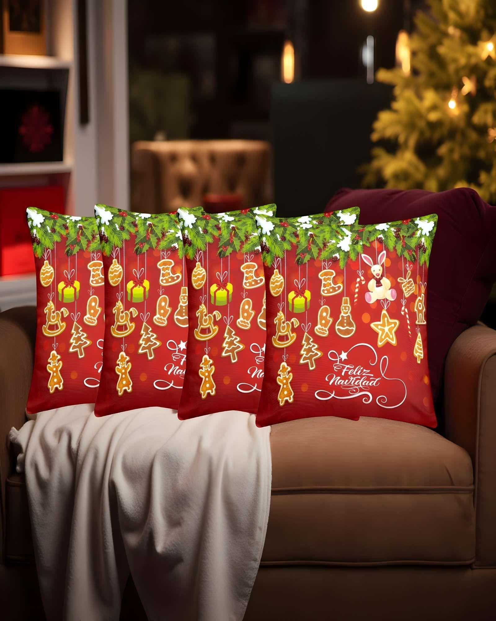 PACK DE 4 FUNDAS DE COJINES DE NAVIDAD 45X45 CM A02-3