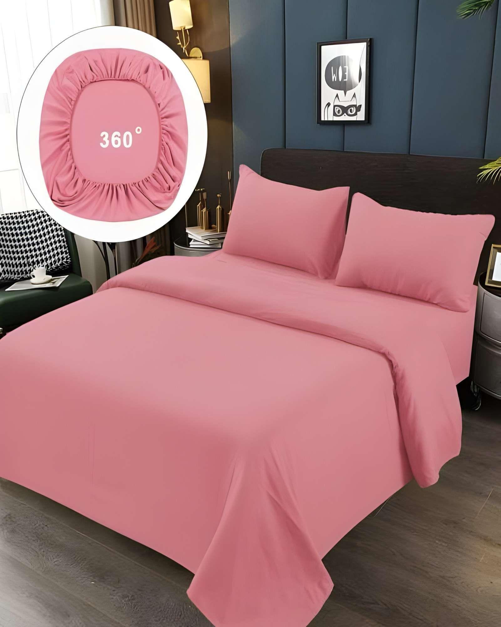 JUEGO DE SABANAS DE 500 HILOS 2 PLAZAS COLOR ROSA-2