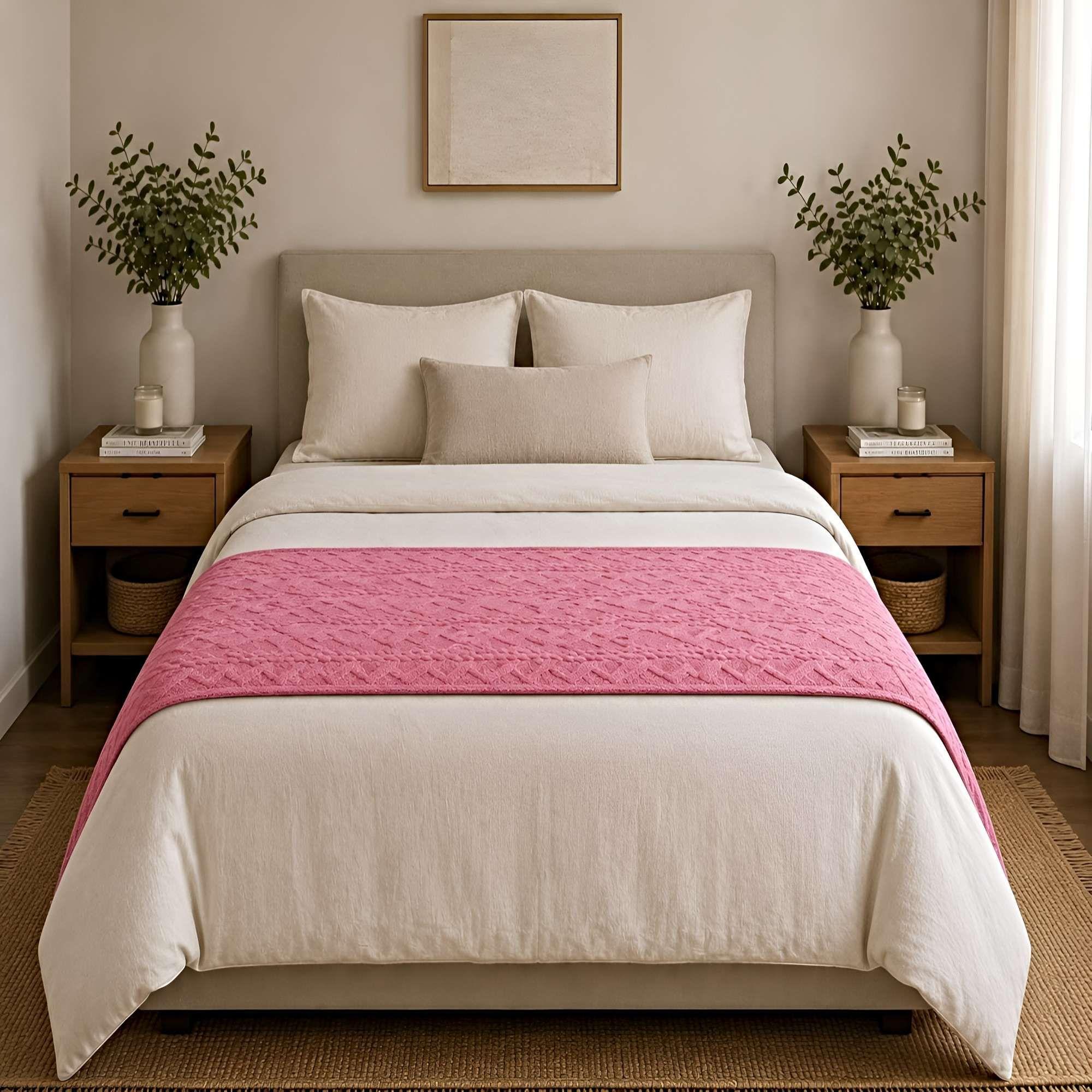 PIECERA TEXTURIZADA ESTILO NÓRDICO 70X220 CM ROSADO-1