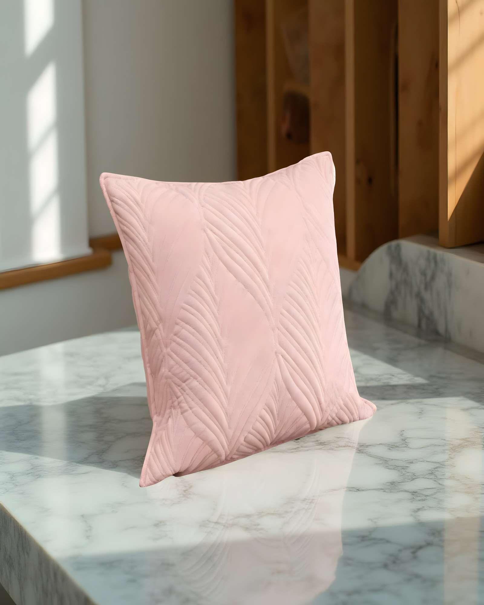 SET DE 4 FUNDAS DE COJIN SERIE HOJAS 45X45 CM ROSA-3