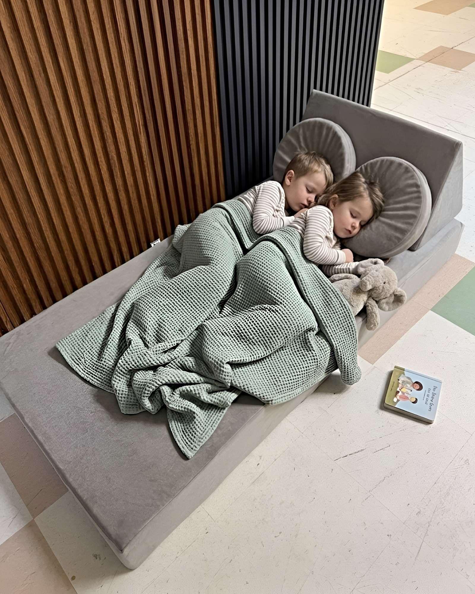 Sofá Cama Modular Infantil de 5 Piezas rosa gris c.-2