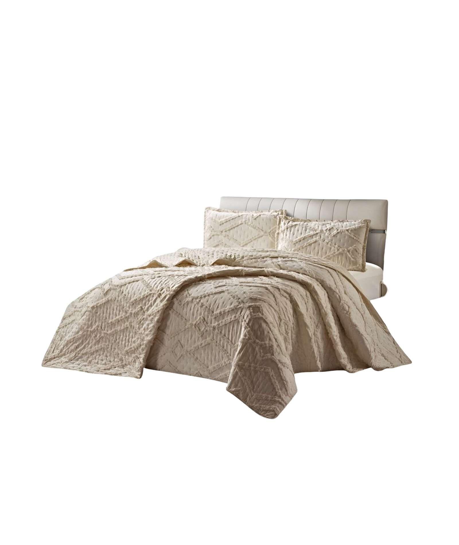 CUBRECAMA QUILT CON DISEÑO GEOMETRICO RELIEVE PLAZA Y MEDIA 180 x 230 cm 04-1