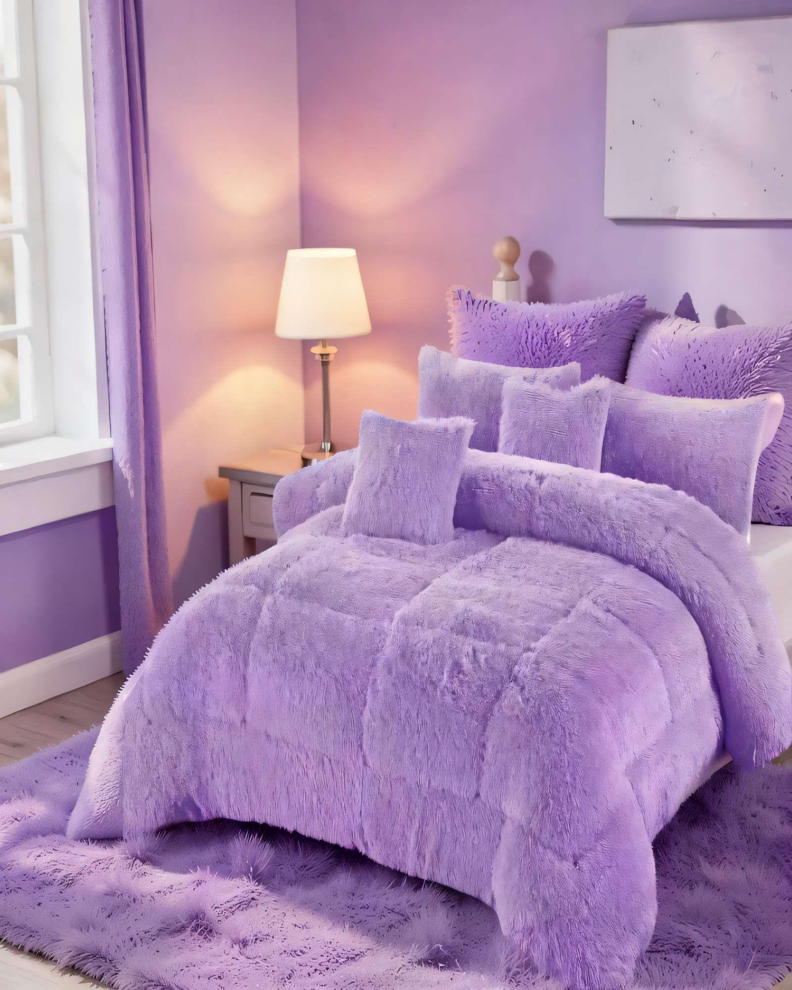 COBERTOR PELUDOS PREMIUM PLAZA Y MEDIA 180CM X 200CM COLOR MORADO-2