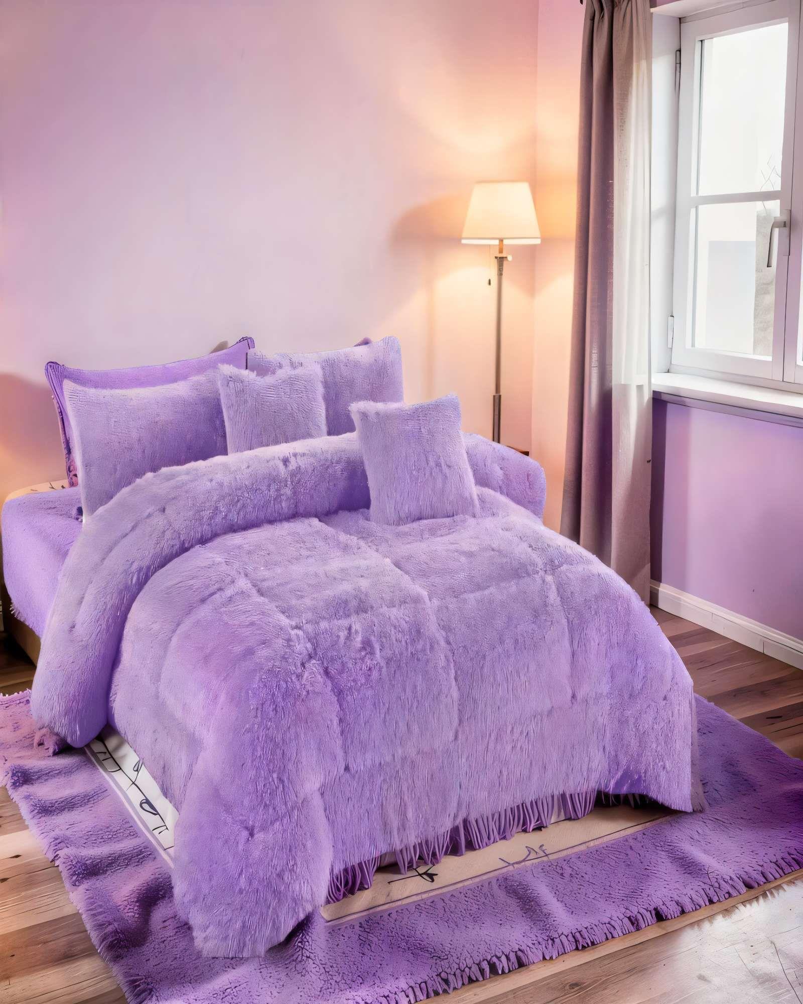 COBERTOR PELUDOS PREMIUM PLAZA Y MEDIA 180CM X 200CM COLOR MORADO-3