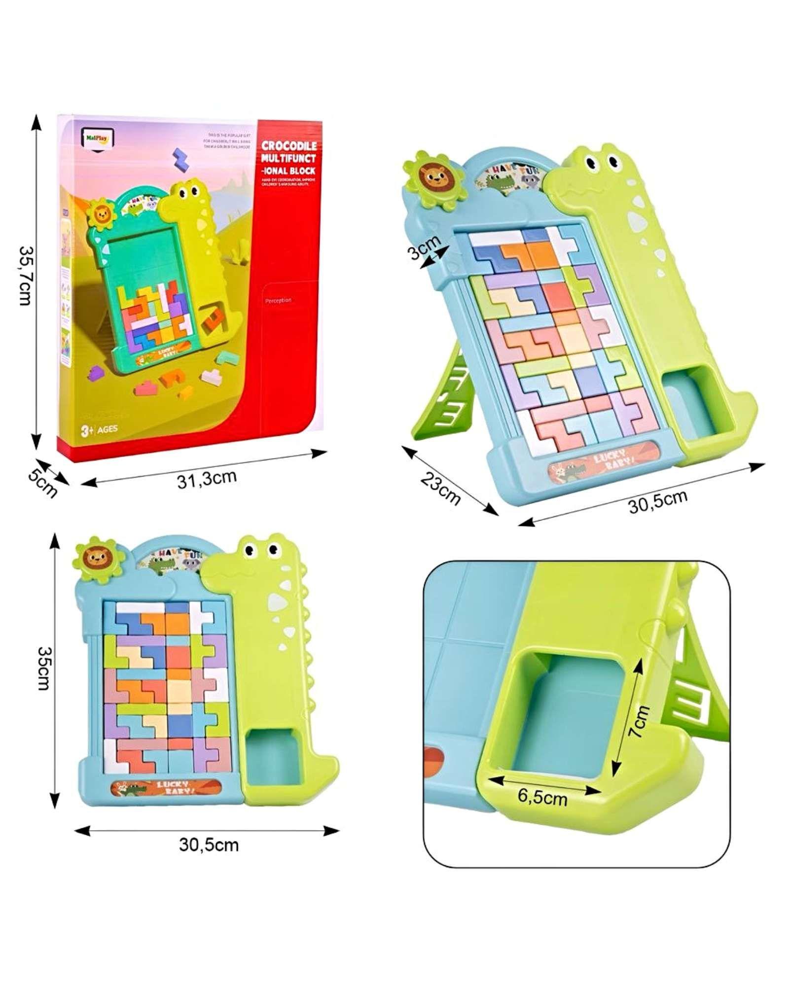 Juego de Bloques de Lógica Puzzle Educativo 3D Tipo Tetris verde-4