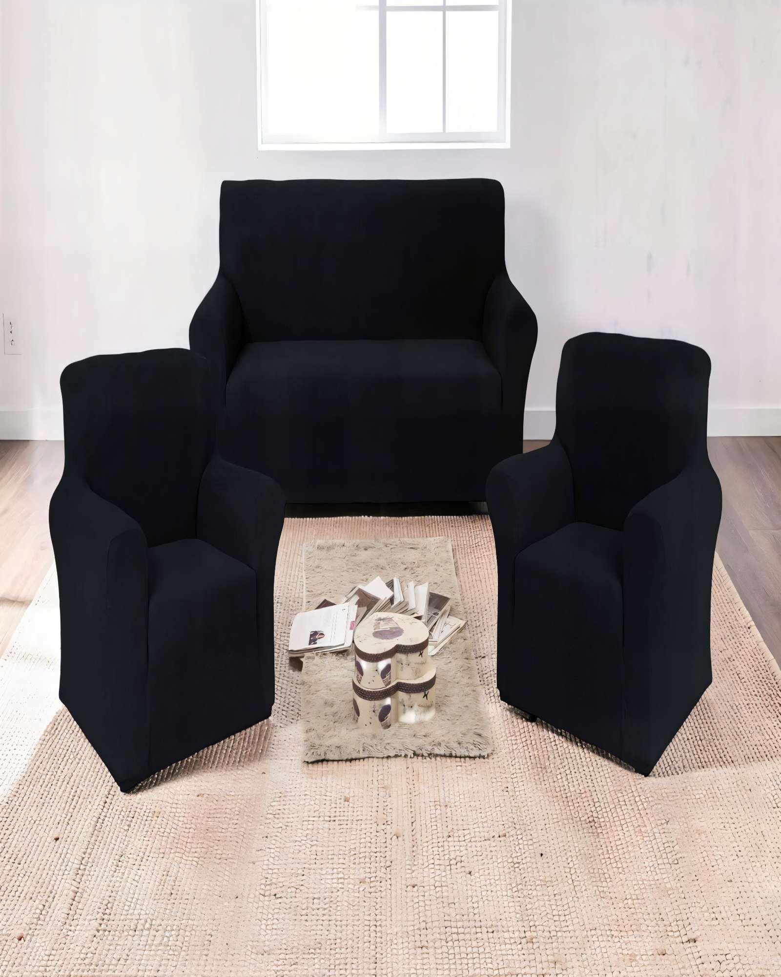 PACK DE FUNDAS DE SOFA CUADRILLE 3+1+1 COLOR NEGRO-2