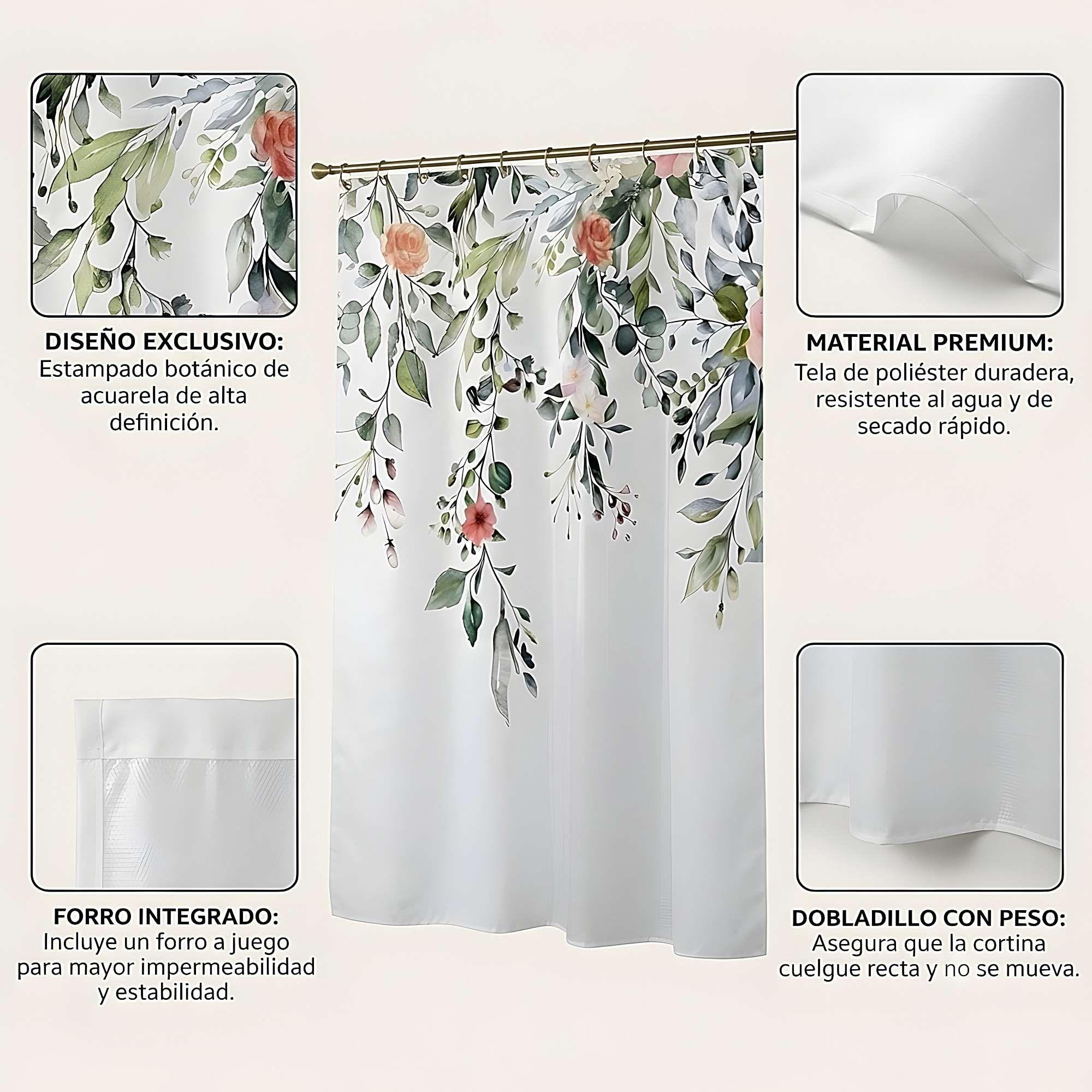 CORTINA DE BAÑO PREMIUM MAS FORRO 180X180 CM CB09-3