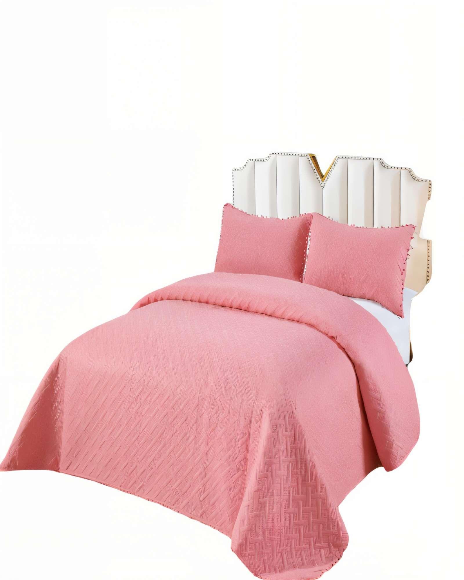 CUBRECAMA DE VERANO UNICOLOR CON POMPON PYM COLOR ROSADO-0