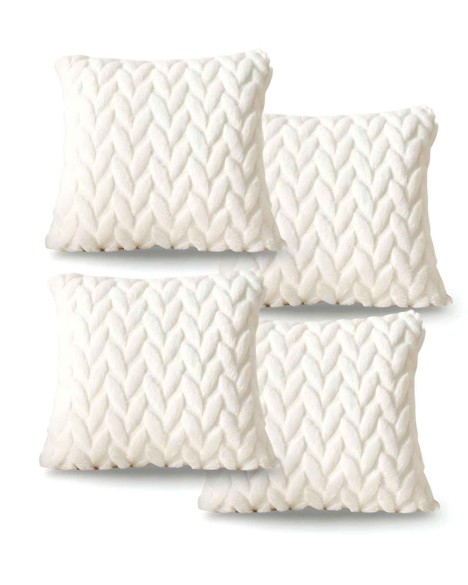 SET DE 4 FUNDAS DE COJINES DISEÑO ESPIGA 45CM X 45 CM BLANCO-2