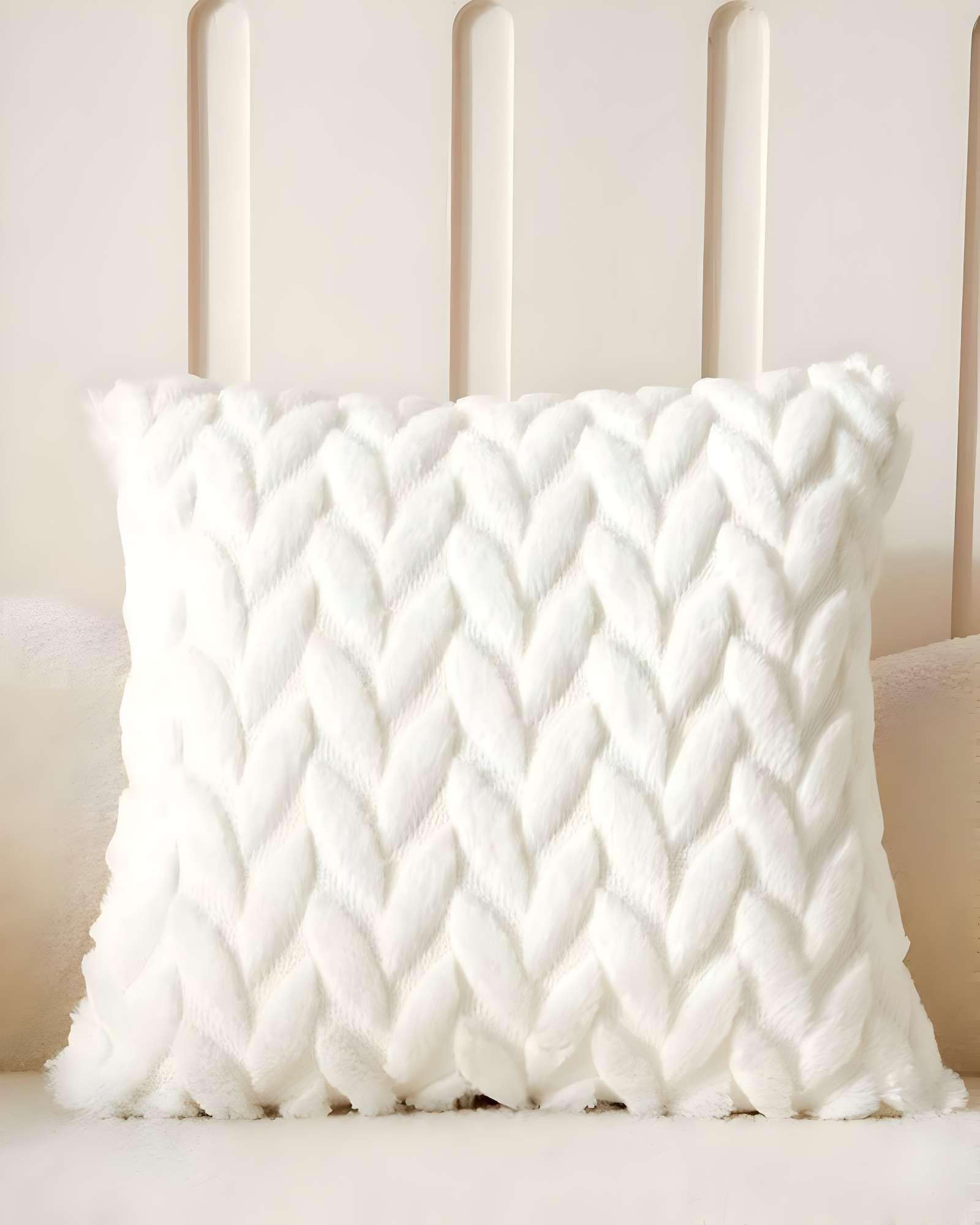 SET DE 4 FUNDAS DE COJINES DISEÑO ESPIGA 45CM X 45 CM BLANCO-3