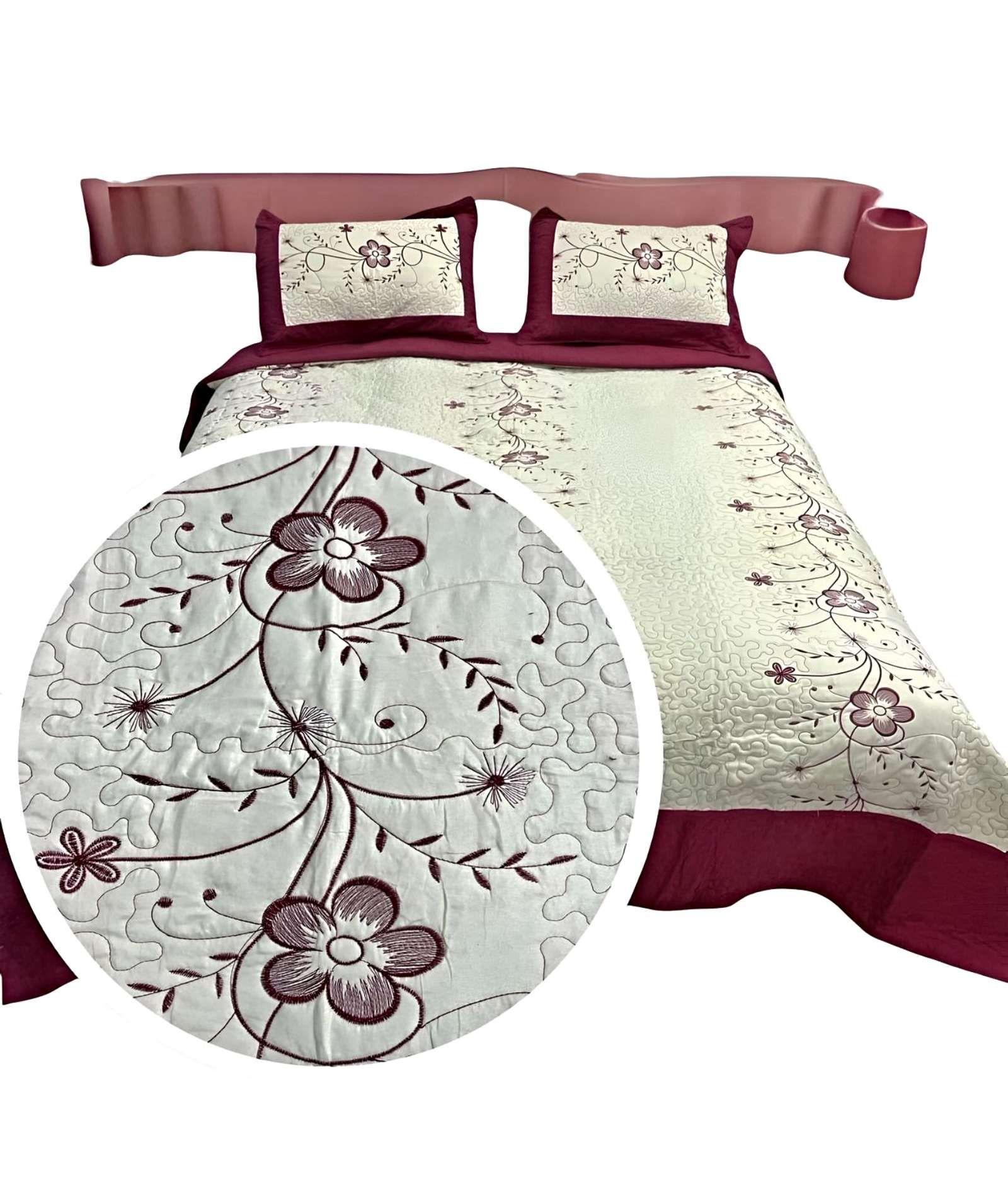 CUBRECAMA QUILT DE VERANO PLAZA Y MEDIA BORDADO A5-0