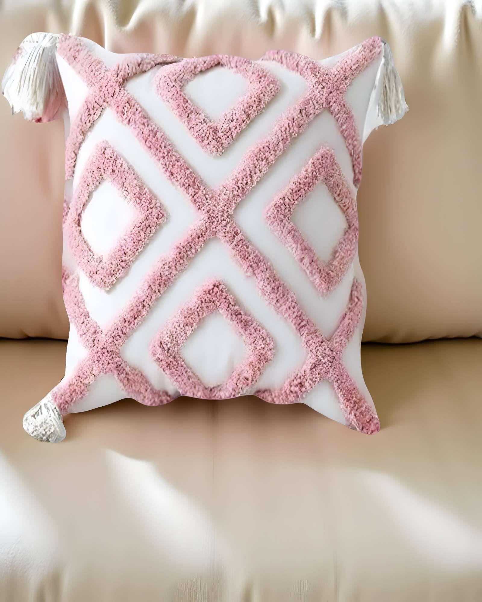 SET DE 2 FUNDAS DE COJIN TUFTING 45X45 CM BLANCO 08-2