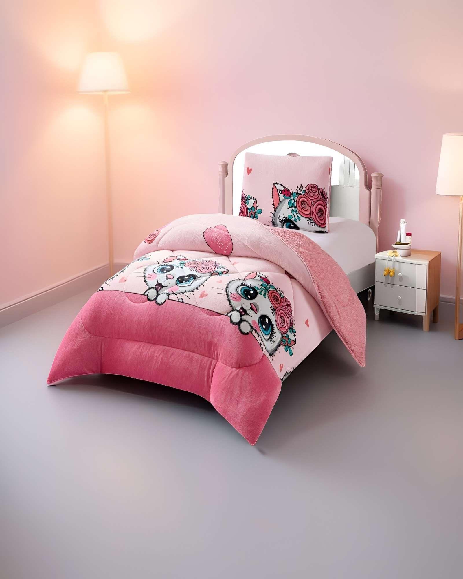 COBERTOR CON CHIPORRO PLUSH PLAZA Y MEDIA 180X200CM ROSA C8-2