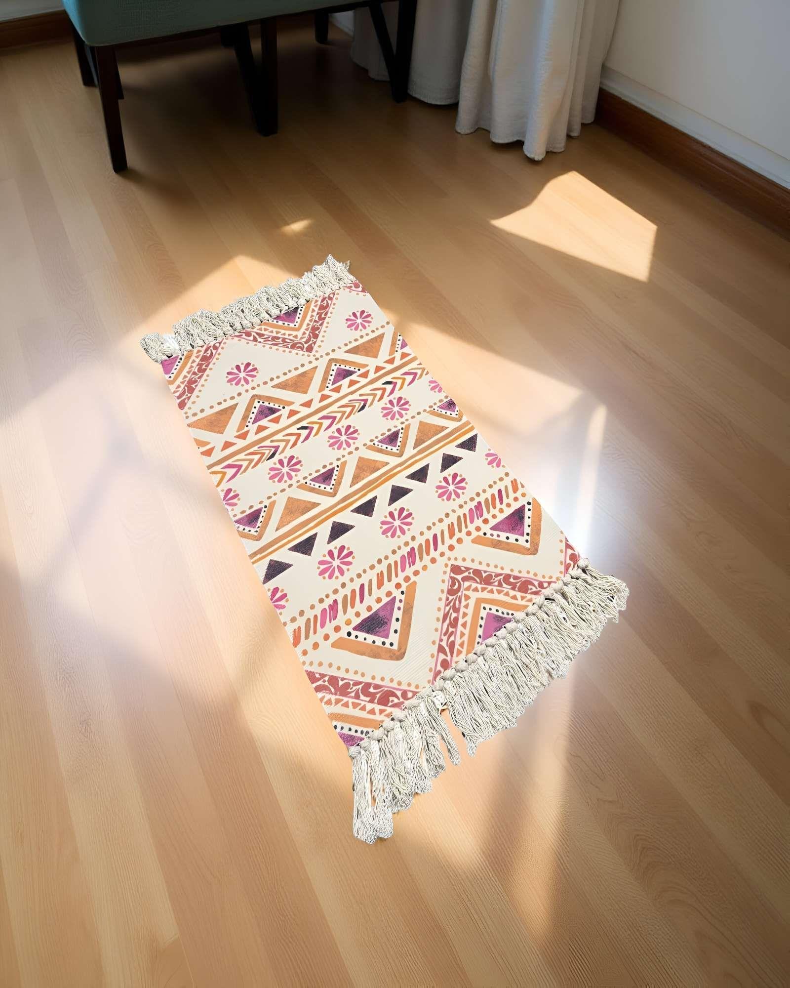 Bajada de cama killim con flecos 110 cm x 60 cm b06-4