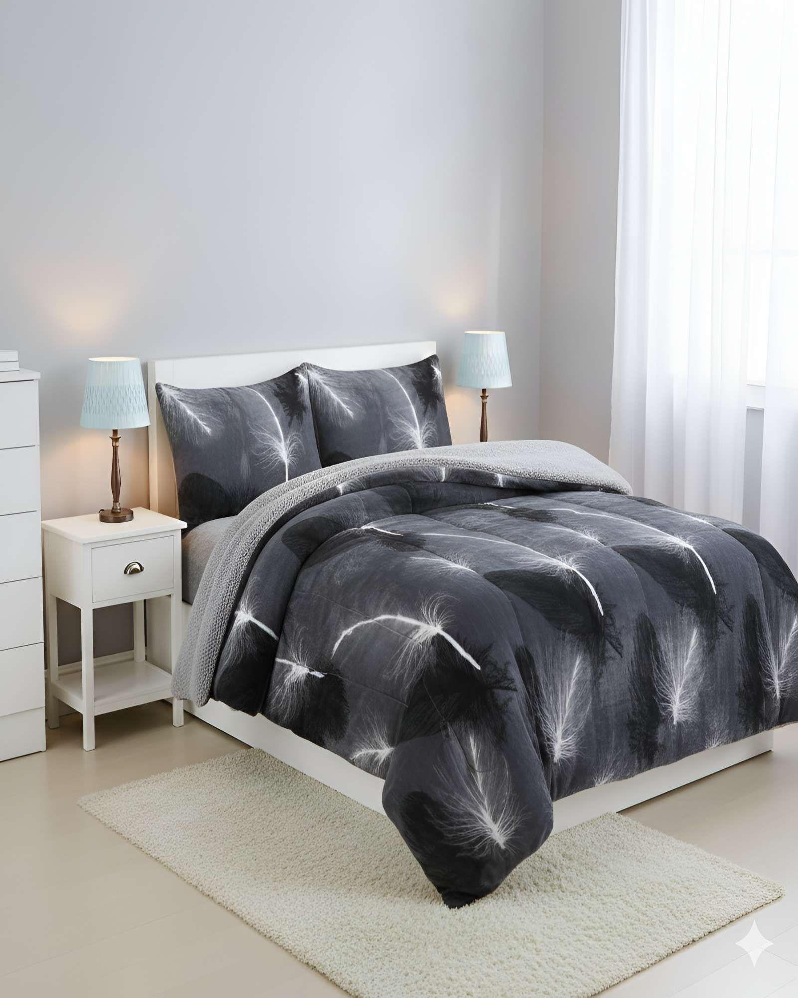 COBERTOR SHERPA PLAZA Y MEDIA 180X200CM GRIS B3-2