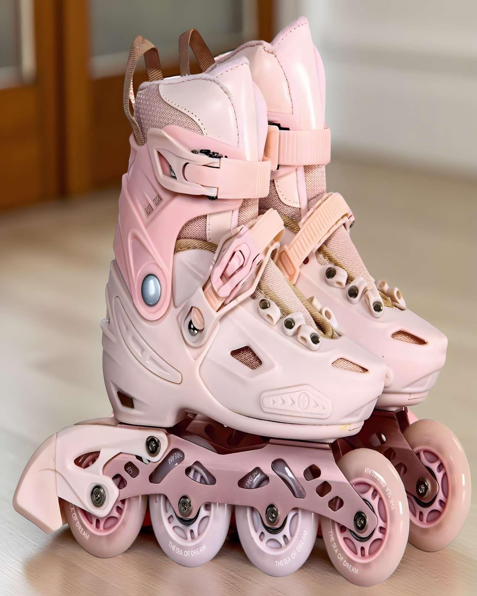 PATIN LINEAL CON LUCES MAS KIT TALLA S 27-31 ROSA1-2