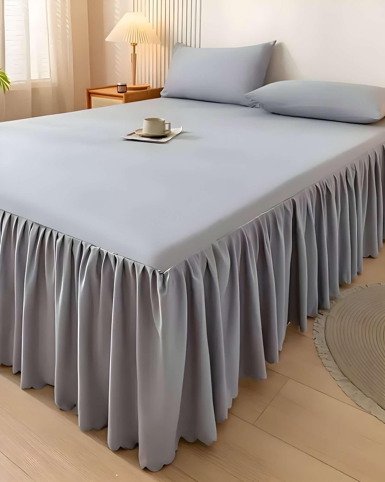 FALDÓN DE CAMA CON VOLADO PROTECTOR DE BASE DE CAMA KING 06-2