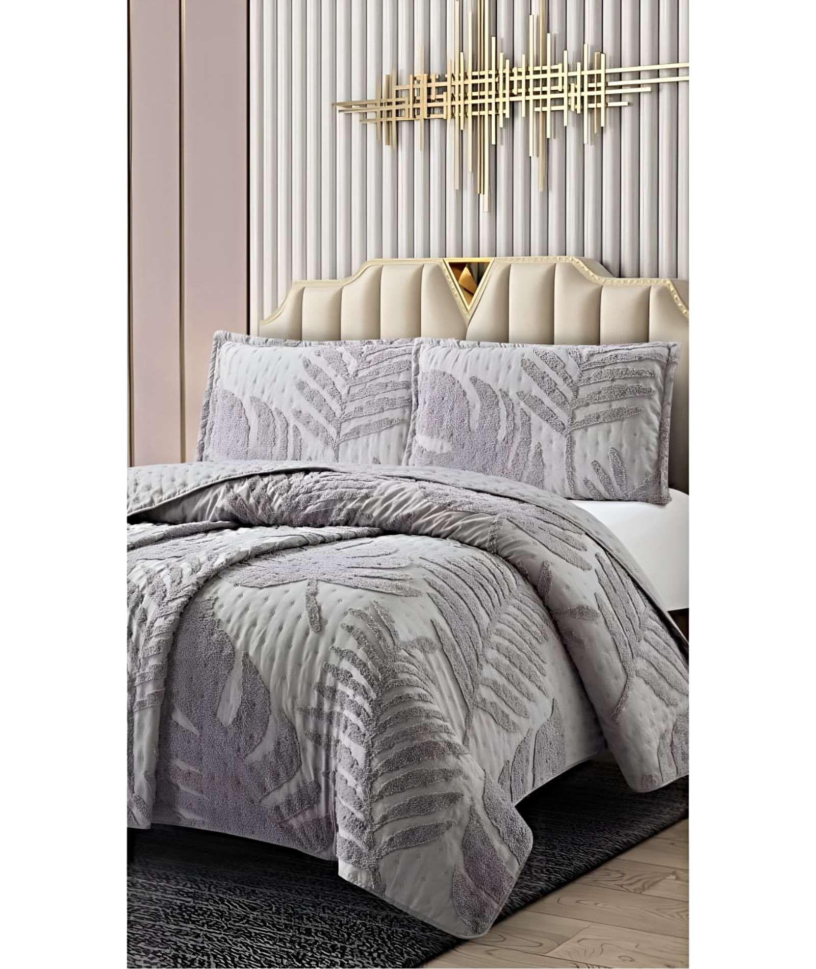 CUBRECAMA QUILT CON DISEÑO HOJA RELIEVE 2 PLAZAS 230 x 250 cm 03-2