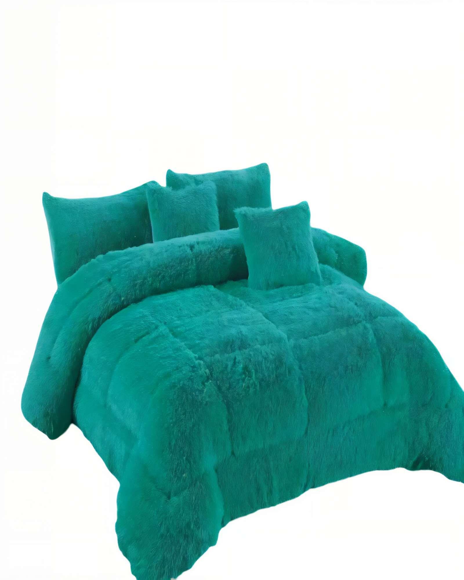 COBERTOR PELUDOS PREMIUM PLAZA Y MEDIA 180CM X 200CM COLOR VERDE-1