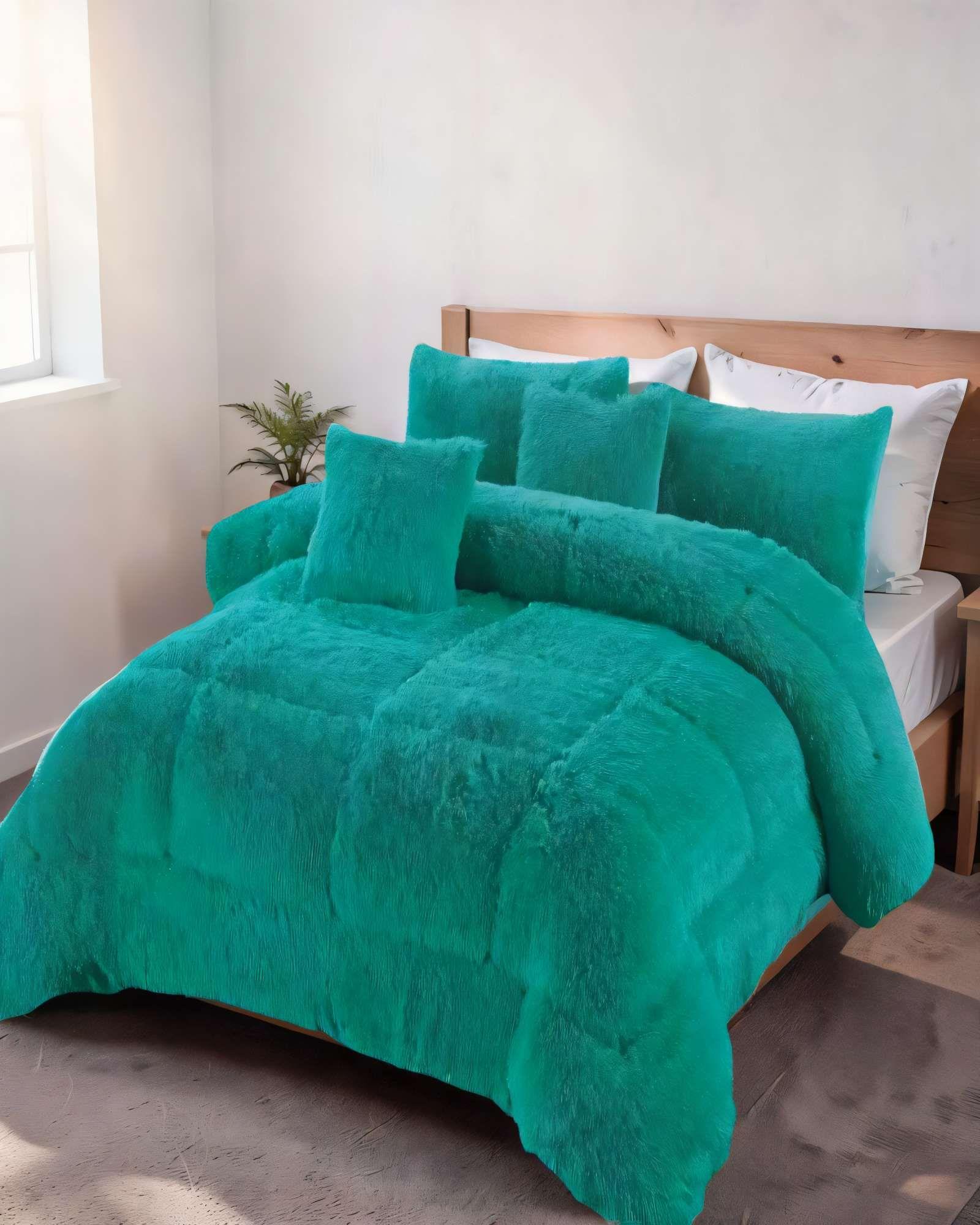 COBERTOR PELUDOS PREMIUM PLAZA Y MEDIA 180CM X 200CM COLOR VERDE-2