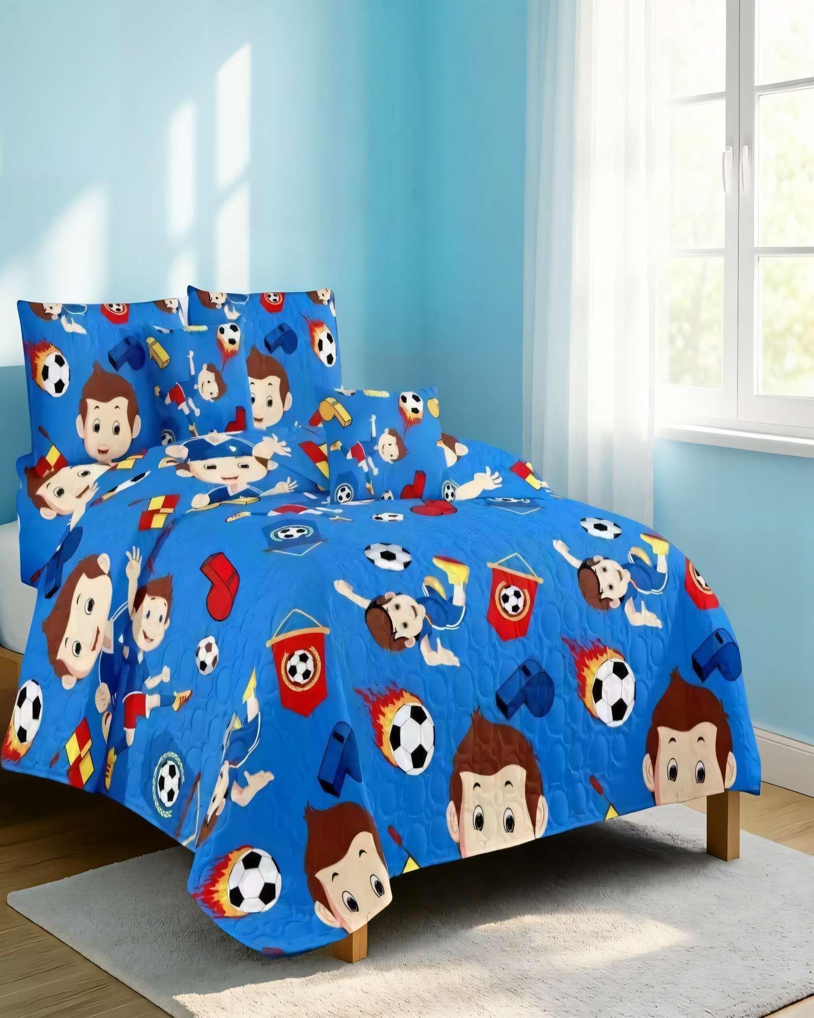 QUILT CUBRECAMA DE VERANO 1,5 PLAZAS CON DISENO NIÑO DEPORTISTA-2