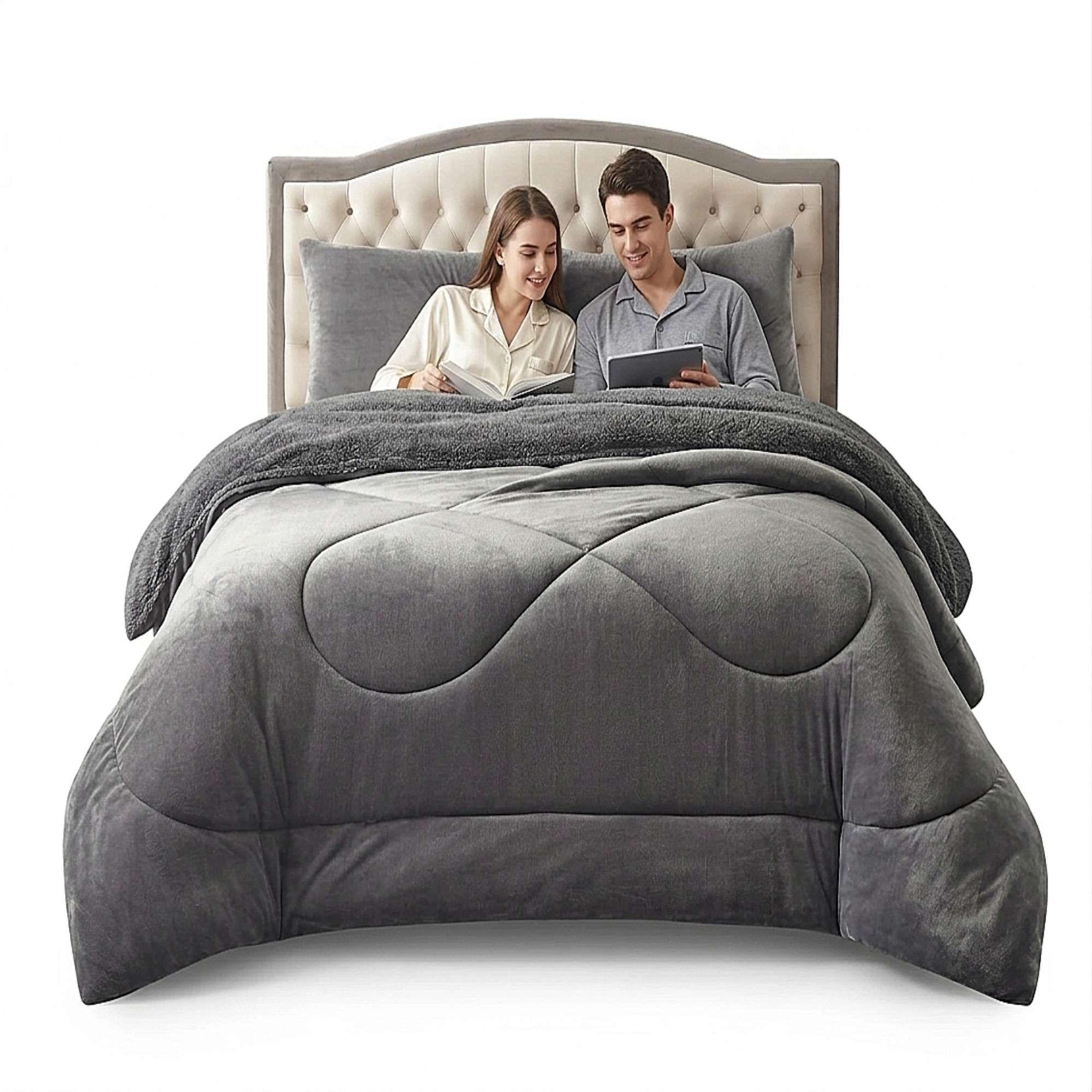 COBERTOR SHERPA PLUSH CS KING GRIS-2