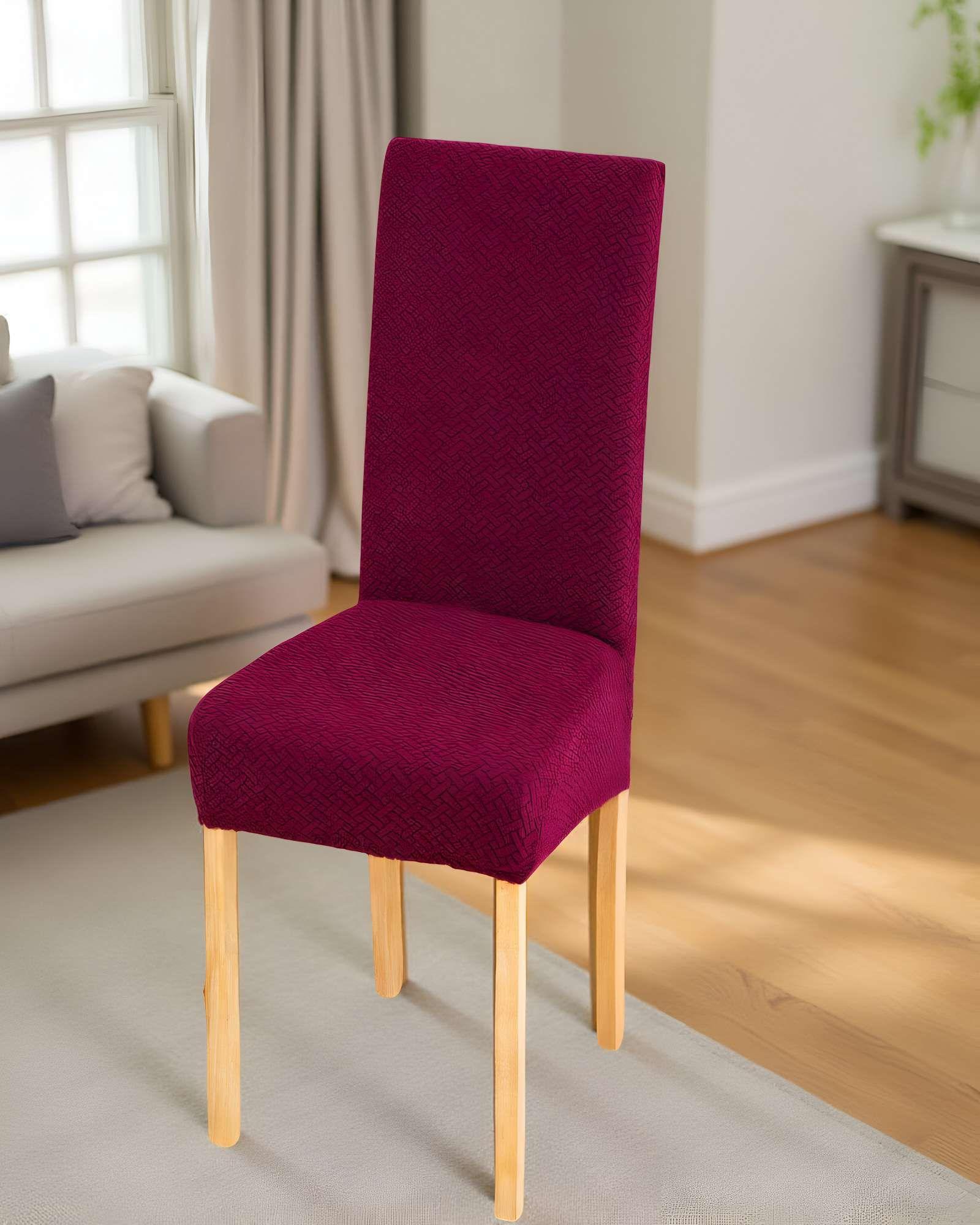 SET DE 6 FUNDAS DE SILLA CON DISEÑO TEXTURIZADO COLORROJO-3