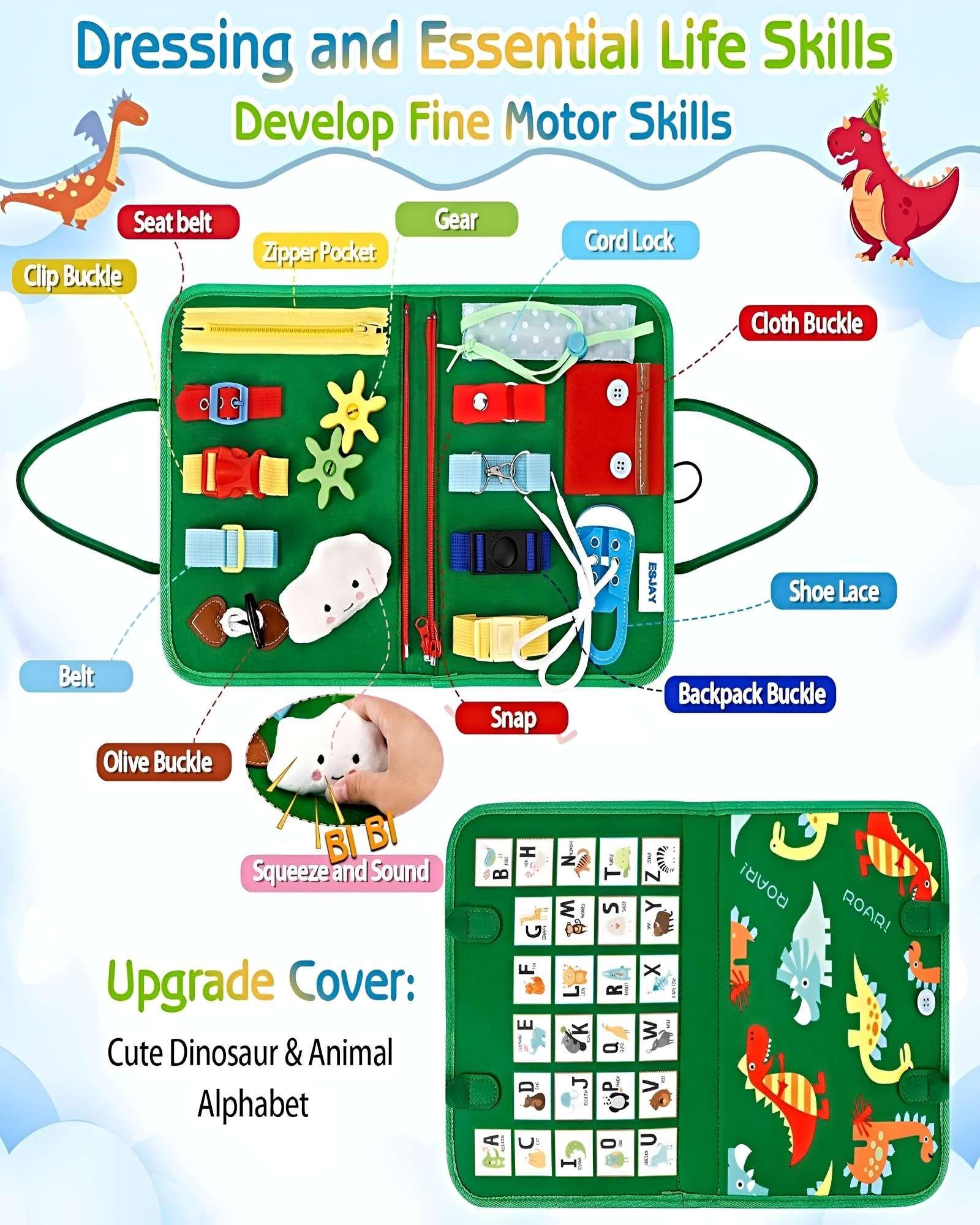 Tabla de Actividades 8 en 1: Juguete de Viaje para Niños verde-1