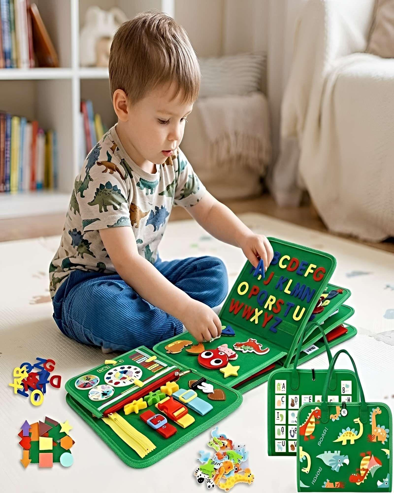 Tabla de Actividades 8 en 1: Juguete de Viaje para Niños verde-2