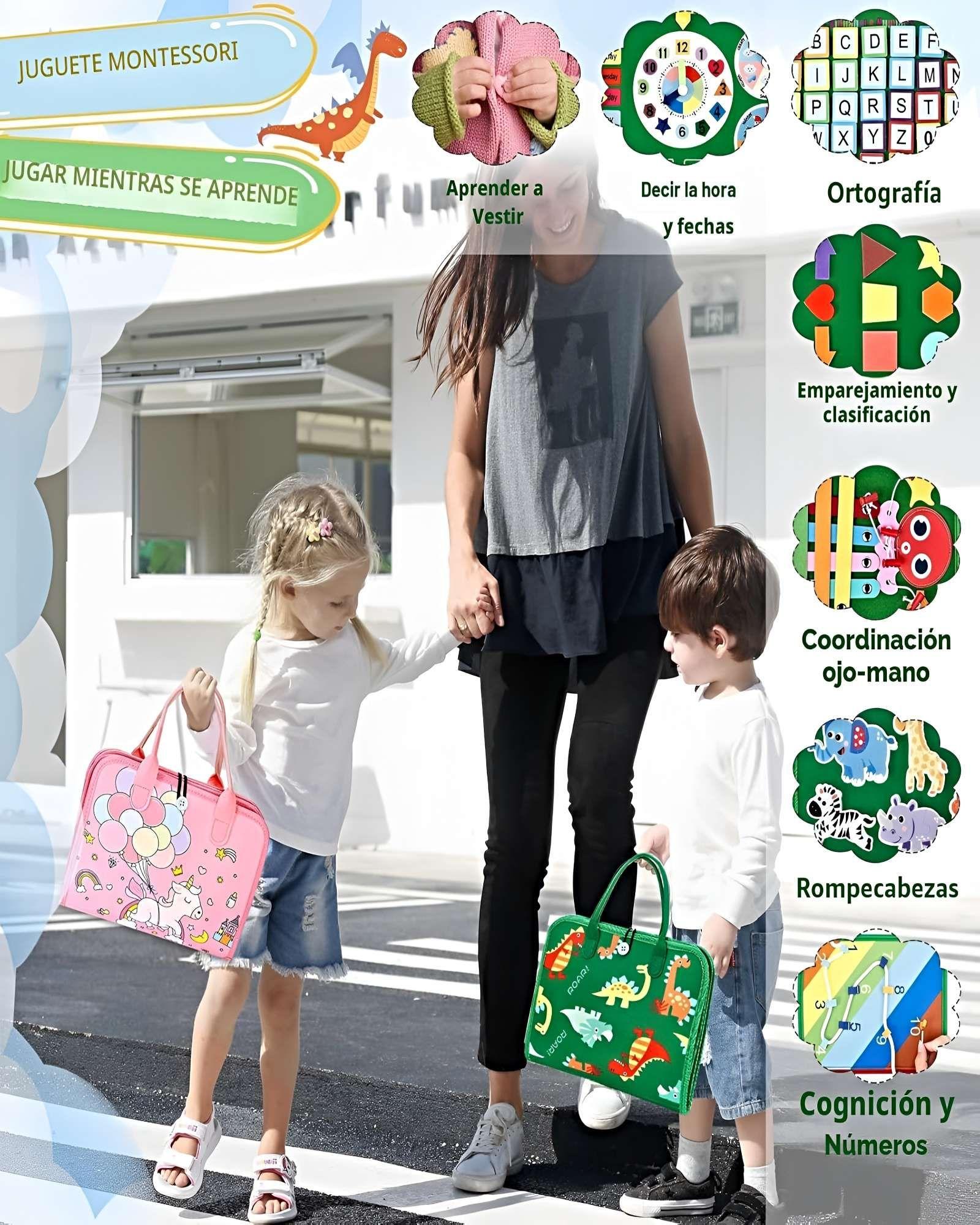 Tabla de Actividades 8 en 1: Juguete de Viaje para Niños verde-4