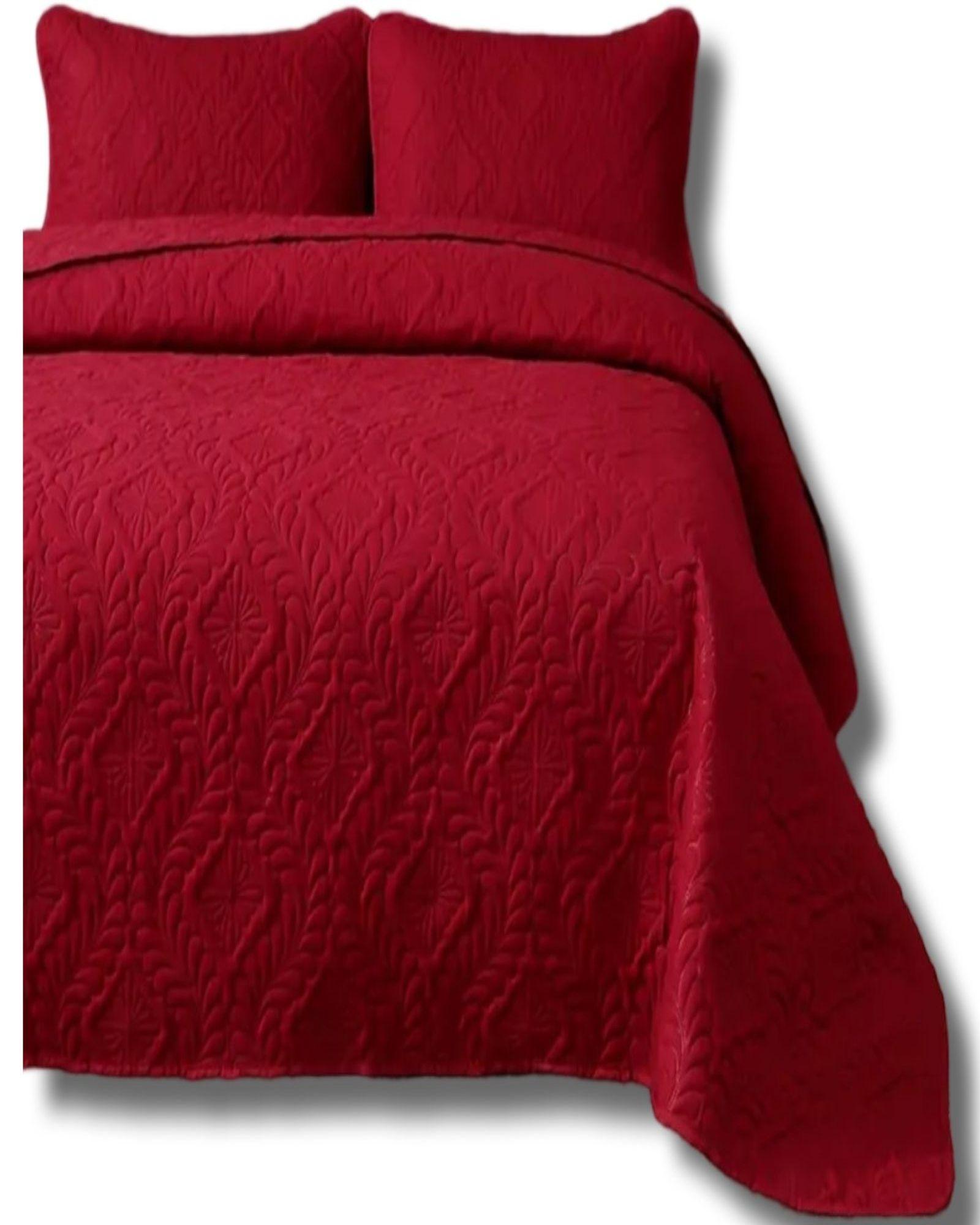 CUBRECAMA QUILT DE VERANO SUPER ELEGANTE PLAZA Y MEDIA 180X230 CM COLOR BURDEO-2