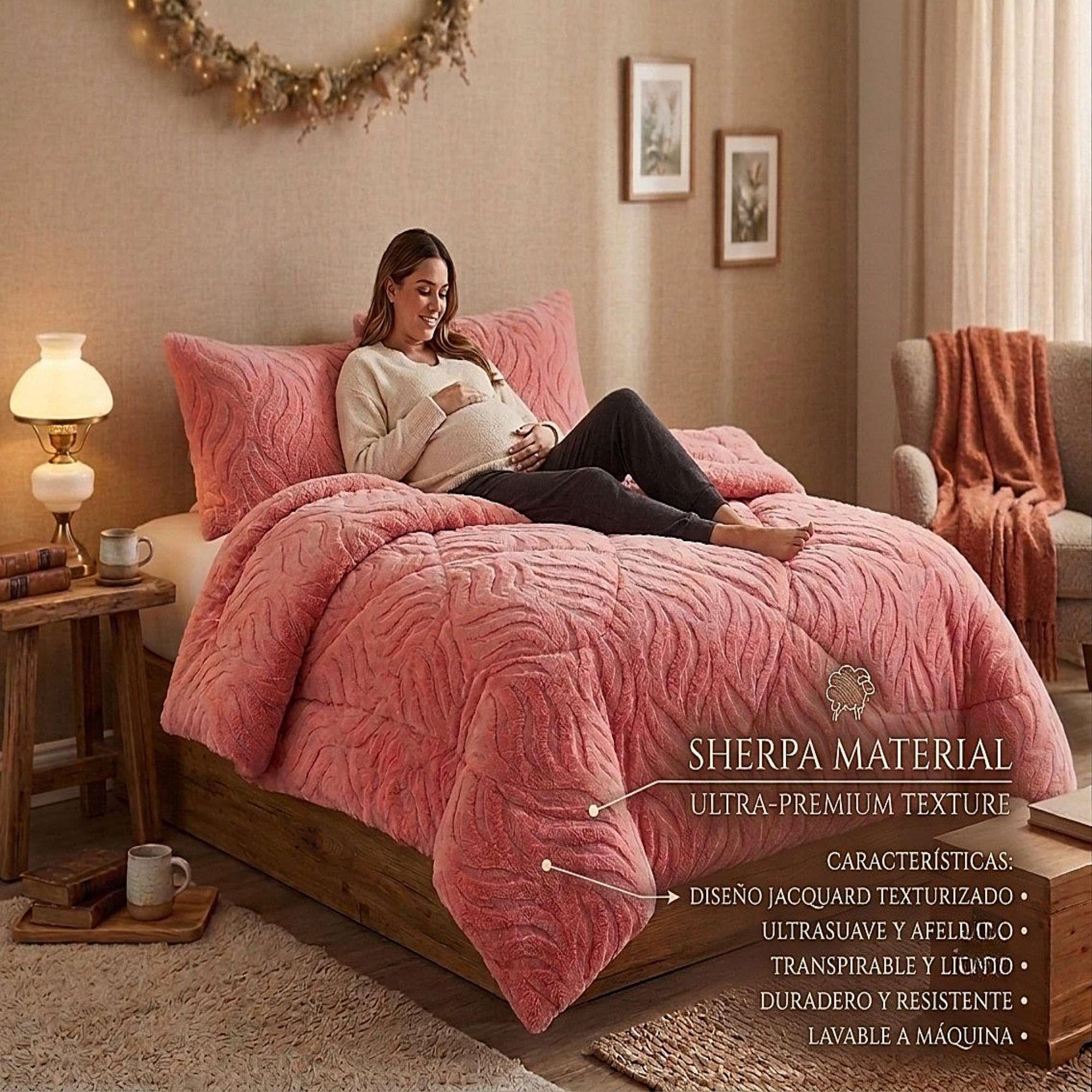 COBERTOR SHERPA TEXTURIZADO RB KING ROSADO-2