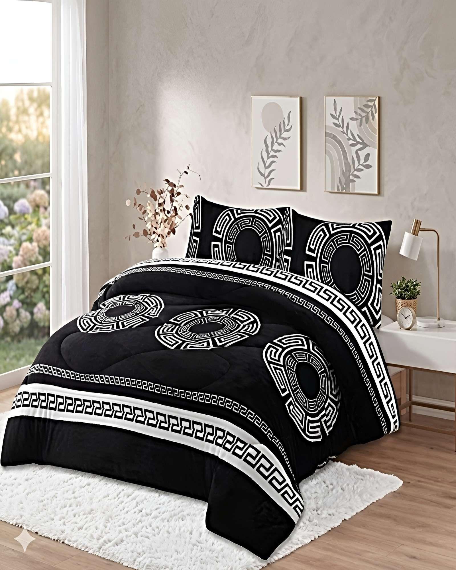 SET COBERTOR DE INVIERNO PLUSH 1.5 PLAZA 180X200CM NEGRO 2-2