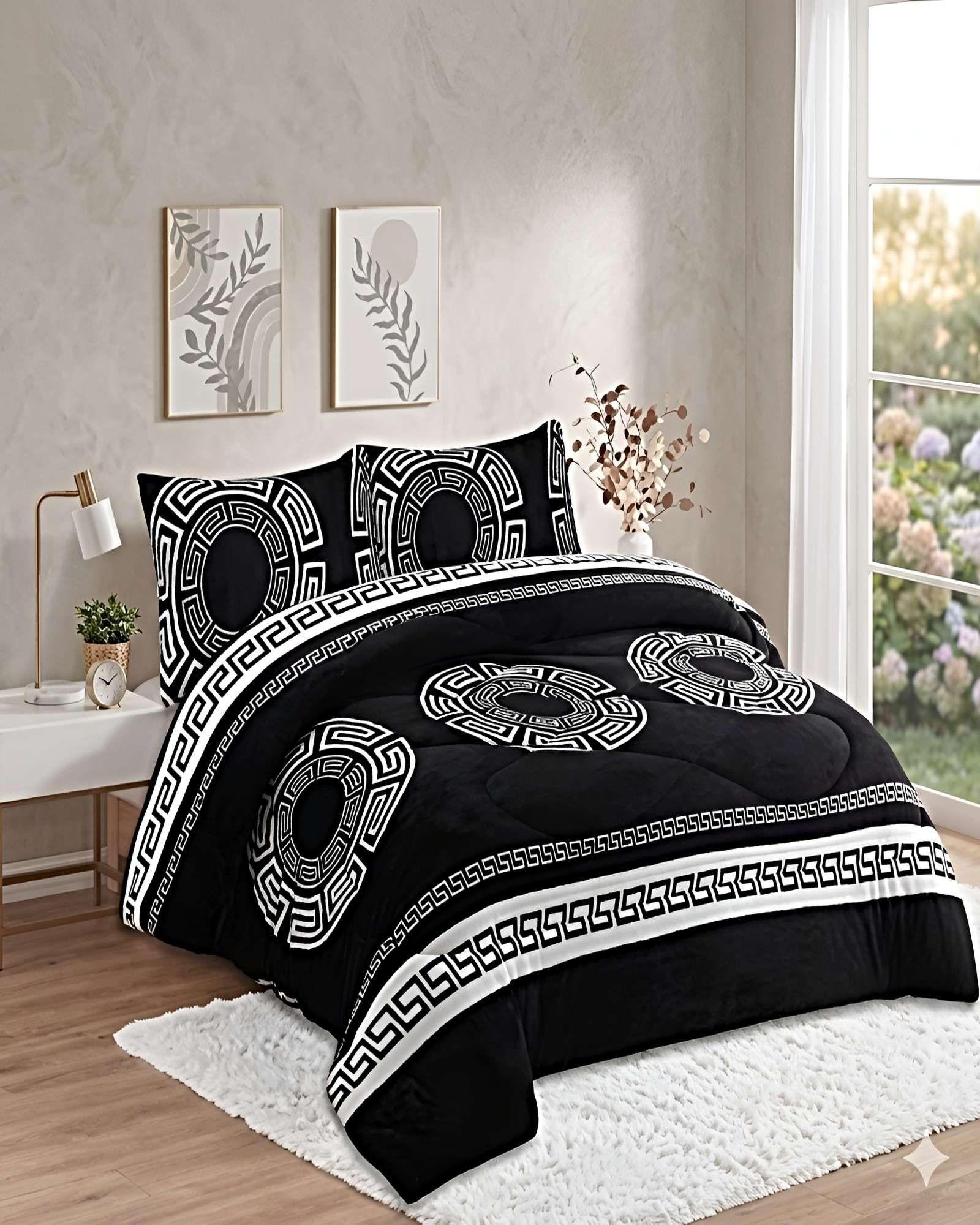 SET COBERTOR DE INVIERNO PLUSH 1.5 PLAZA 180X200CM NEGRO 2-3
