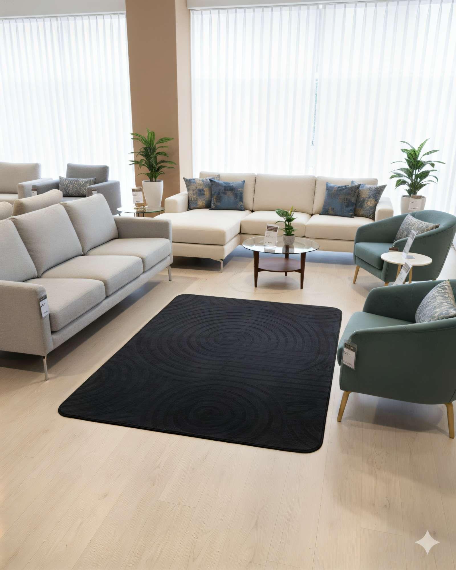 ALFOMBRA DECORATIVA TEXTURIZADA 150X200CM COLOR AZUL OSCURO -2